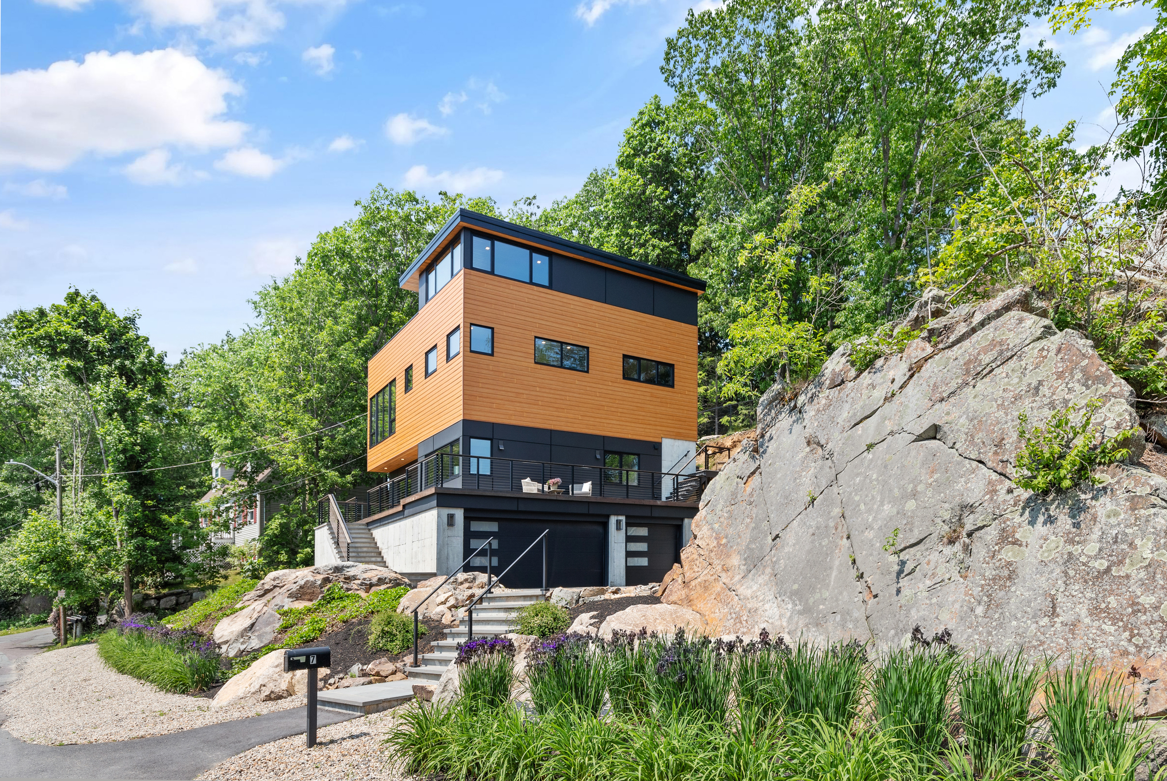 a backyard of a house with lots of green space