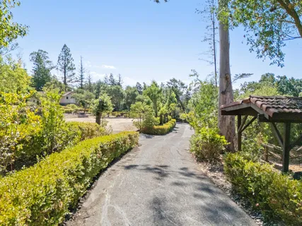 a view of a pathway with of flower in front of main door