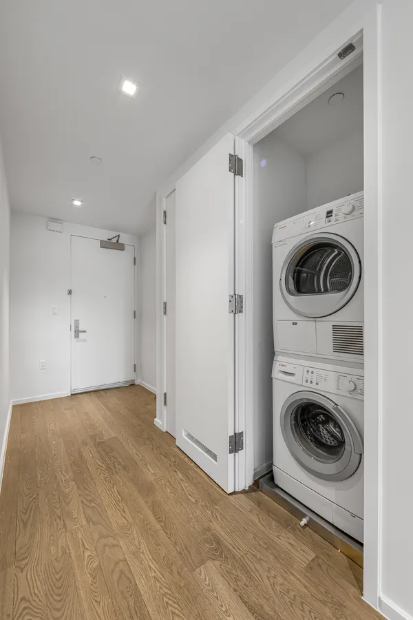a view of a washer and dryer in a room