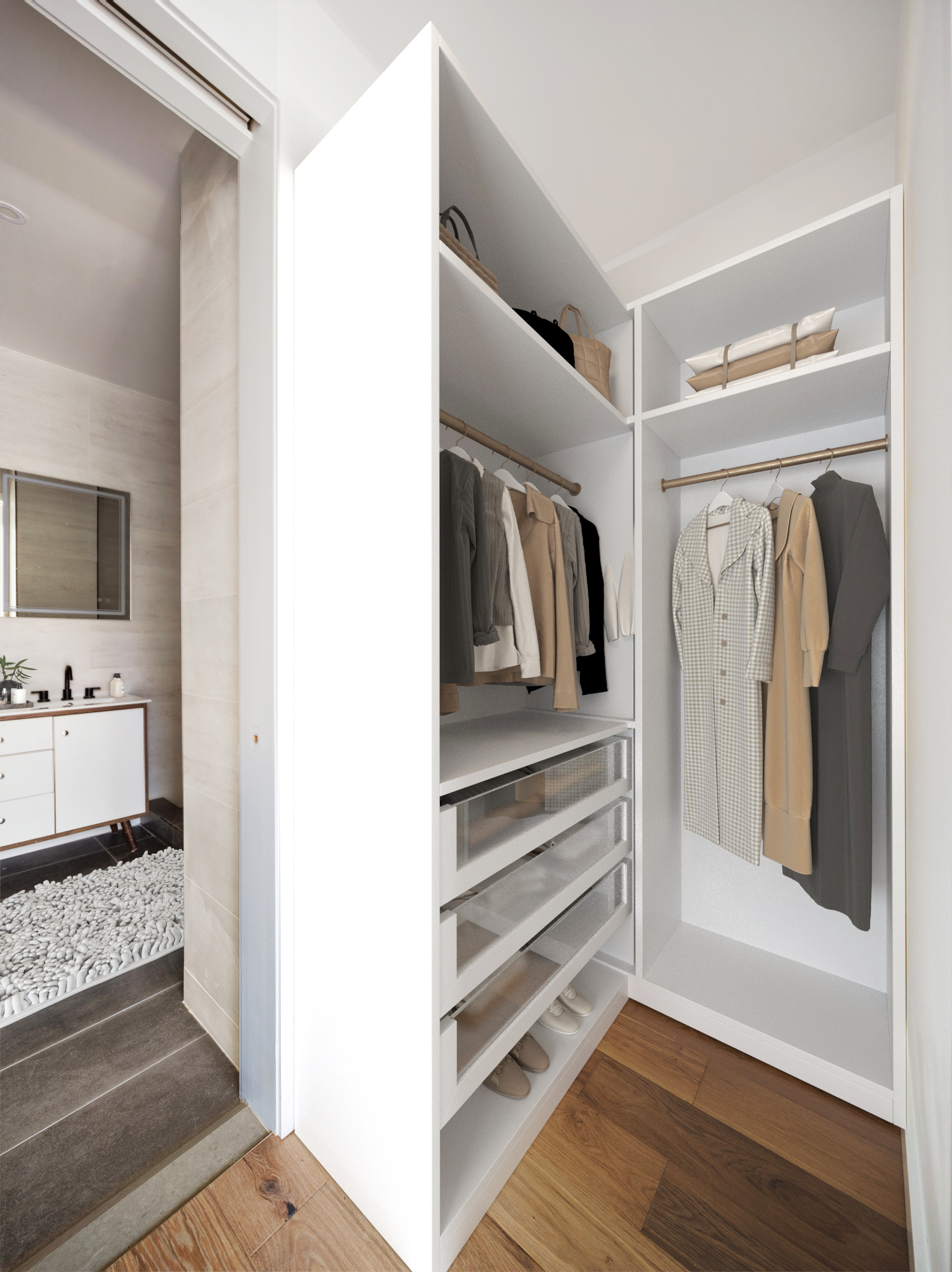 136 14th Street, Unit 4B Brooklyn, NY 11215 - Photo 5 of 10 a view of walk in closet with clothes and shoes