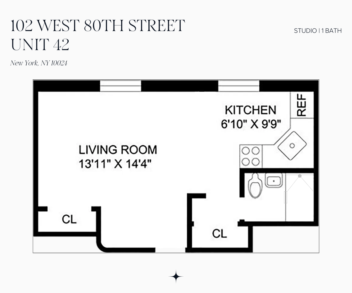 102 West 80th Street, Unit 42 Manhattan, NY 10024 - Photo 6 of 6 a picture of a wall with a white wall