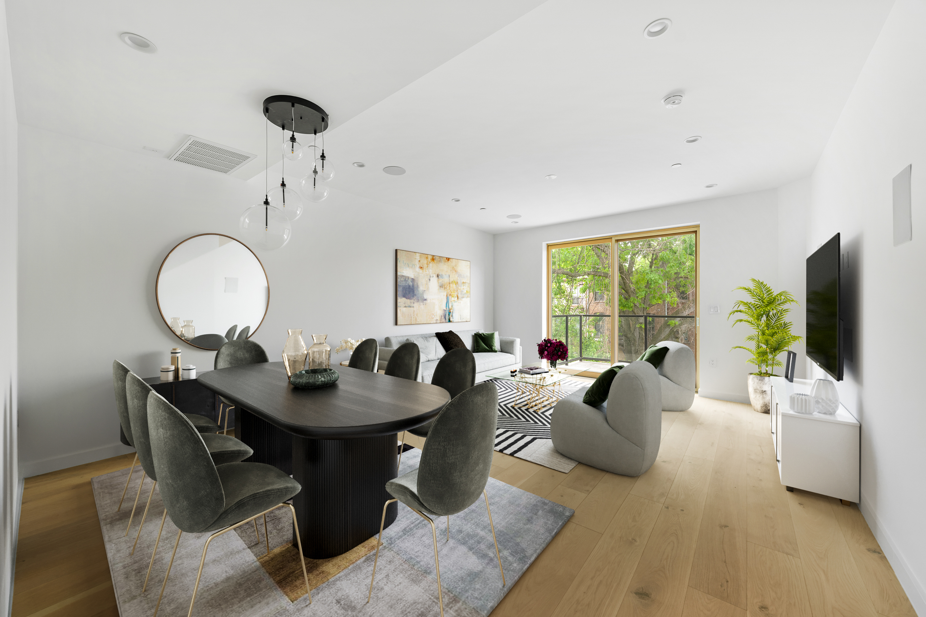 545 Lexington Avenue, Unit 2 Brooklyn, NY 11221 - Photo 2 of 23 a living room with furniture and a flat screen tv