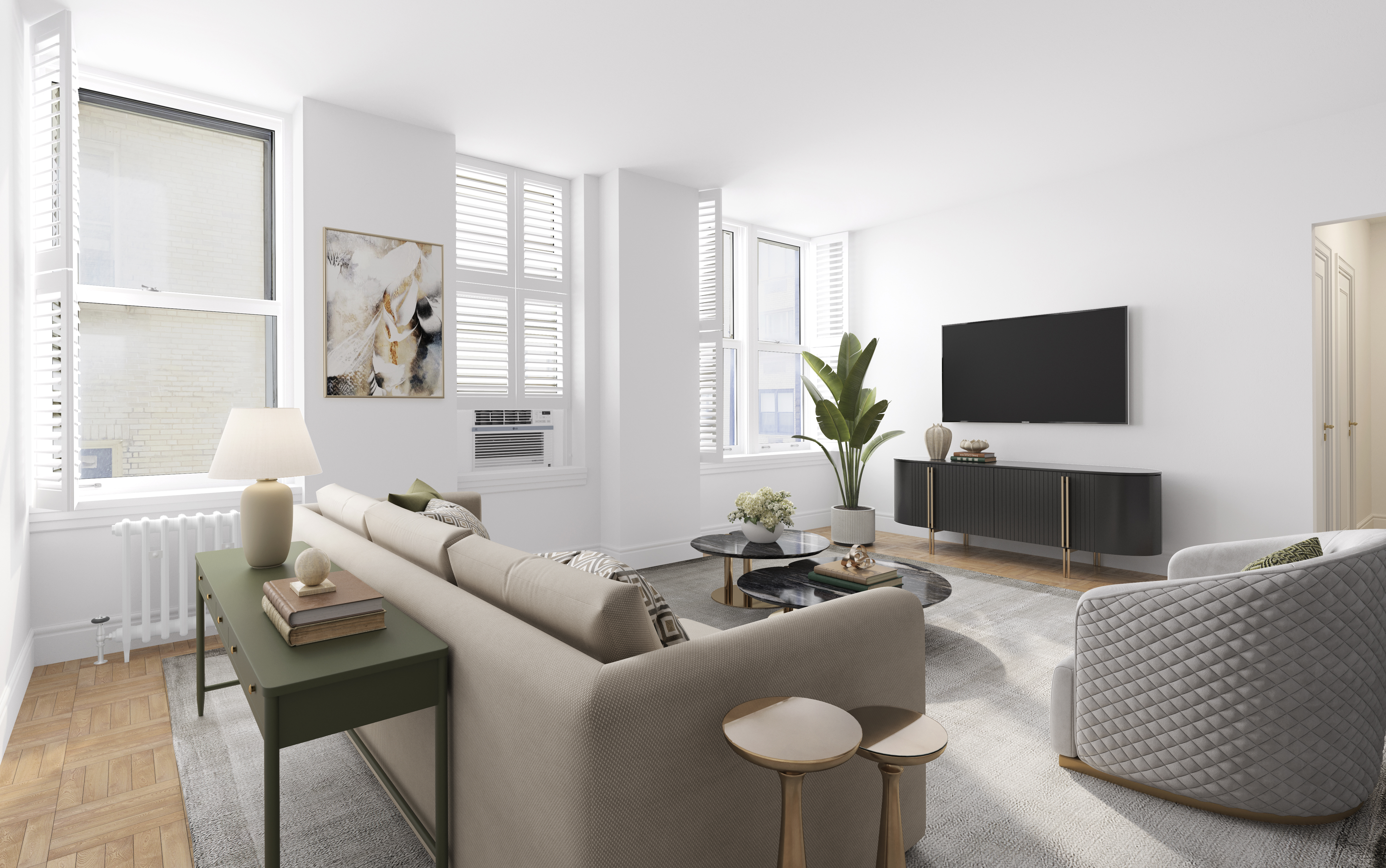 a living room with furniture and a flat screen tv