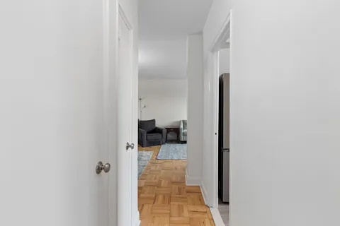 a view of a hallway with a small space