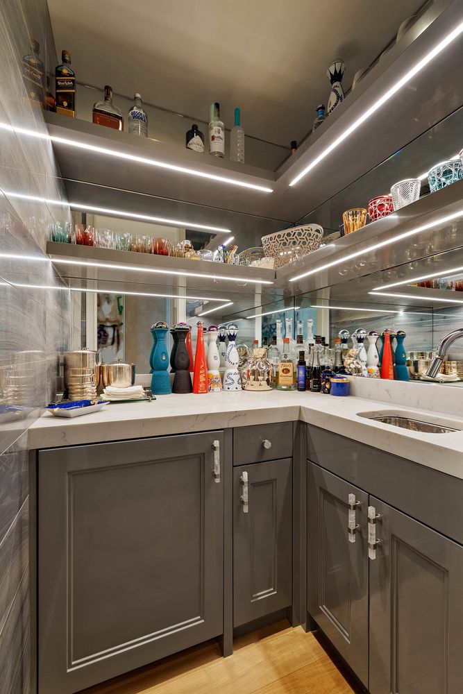 a kitchen with lots of counter top space