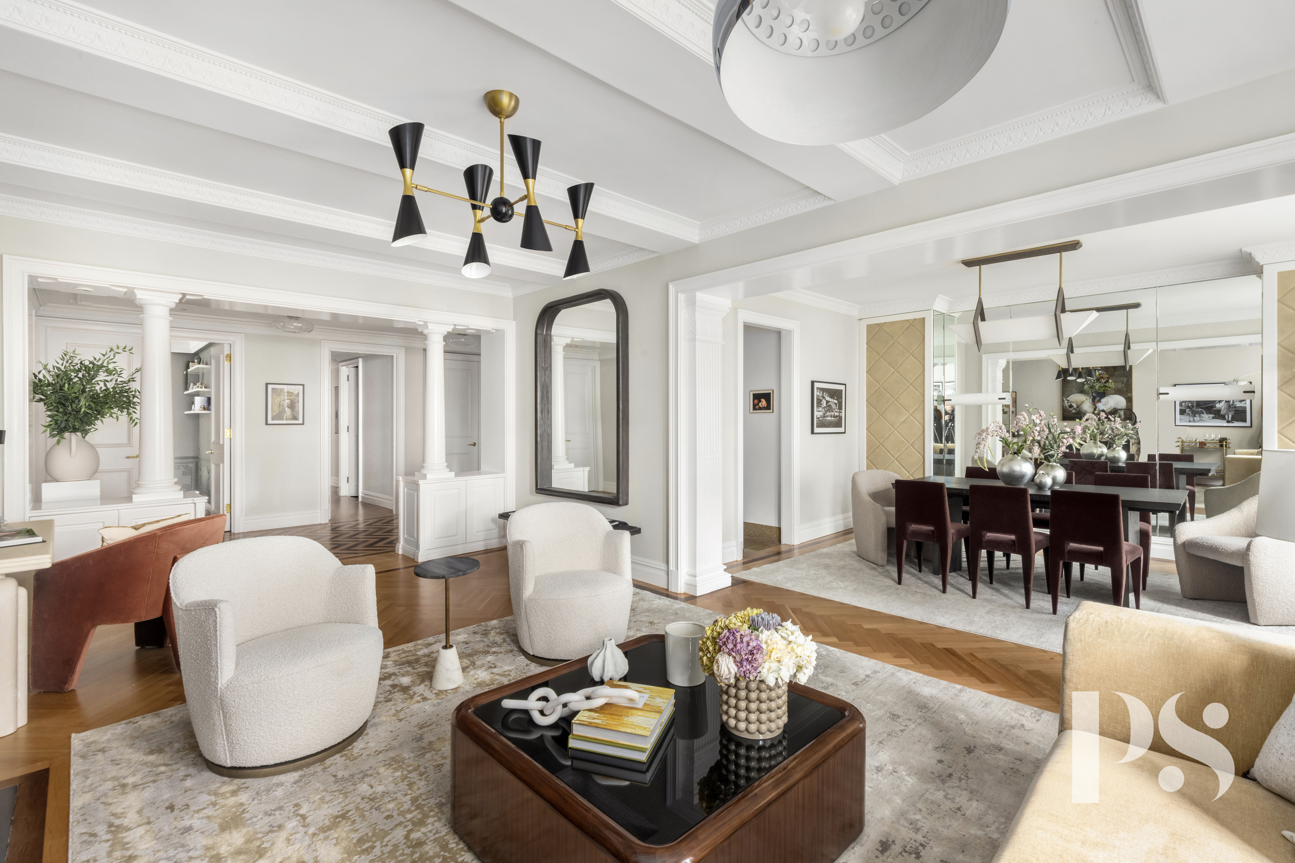 610 Park Avenue, Unit 4B Manhattan, NY 10065 - Photo 7 of 22 a living room with furniture and a dining table