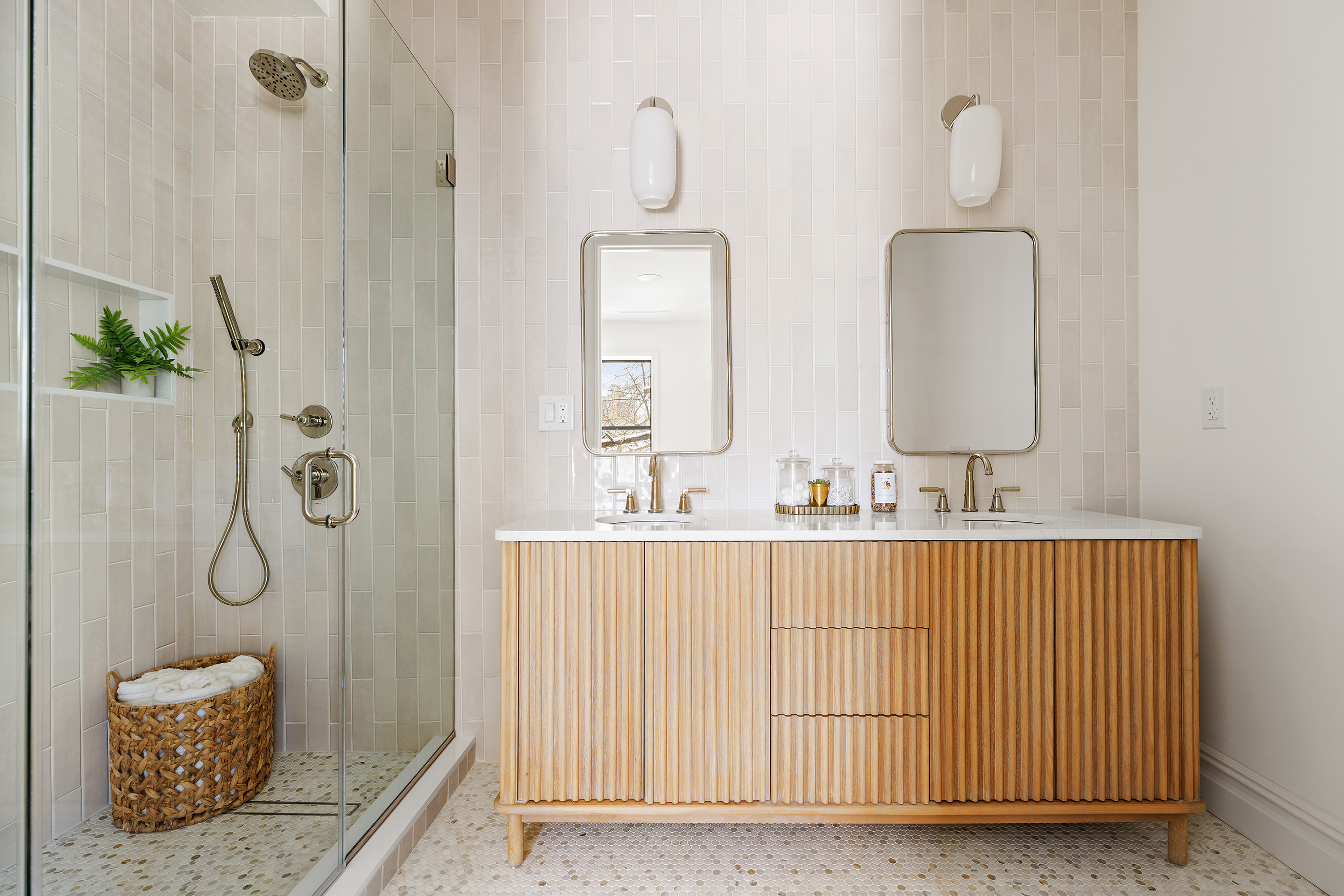 15 Verona Place Brooklyn, NY 11216 - Photo 8 of 14 a bathroom with a double vanity sink mirror and shower