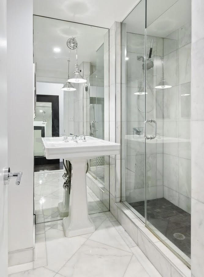 48 Box Street, Unit 4 Brooklyn, NY 11222 - Photo 6 of 9 a bathroom with a shower a sink and mirror