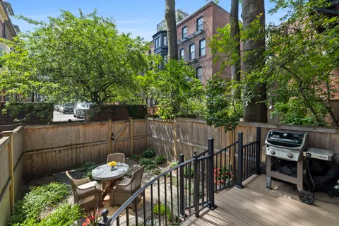 an outdoor view with patio