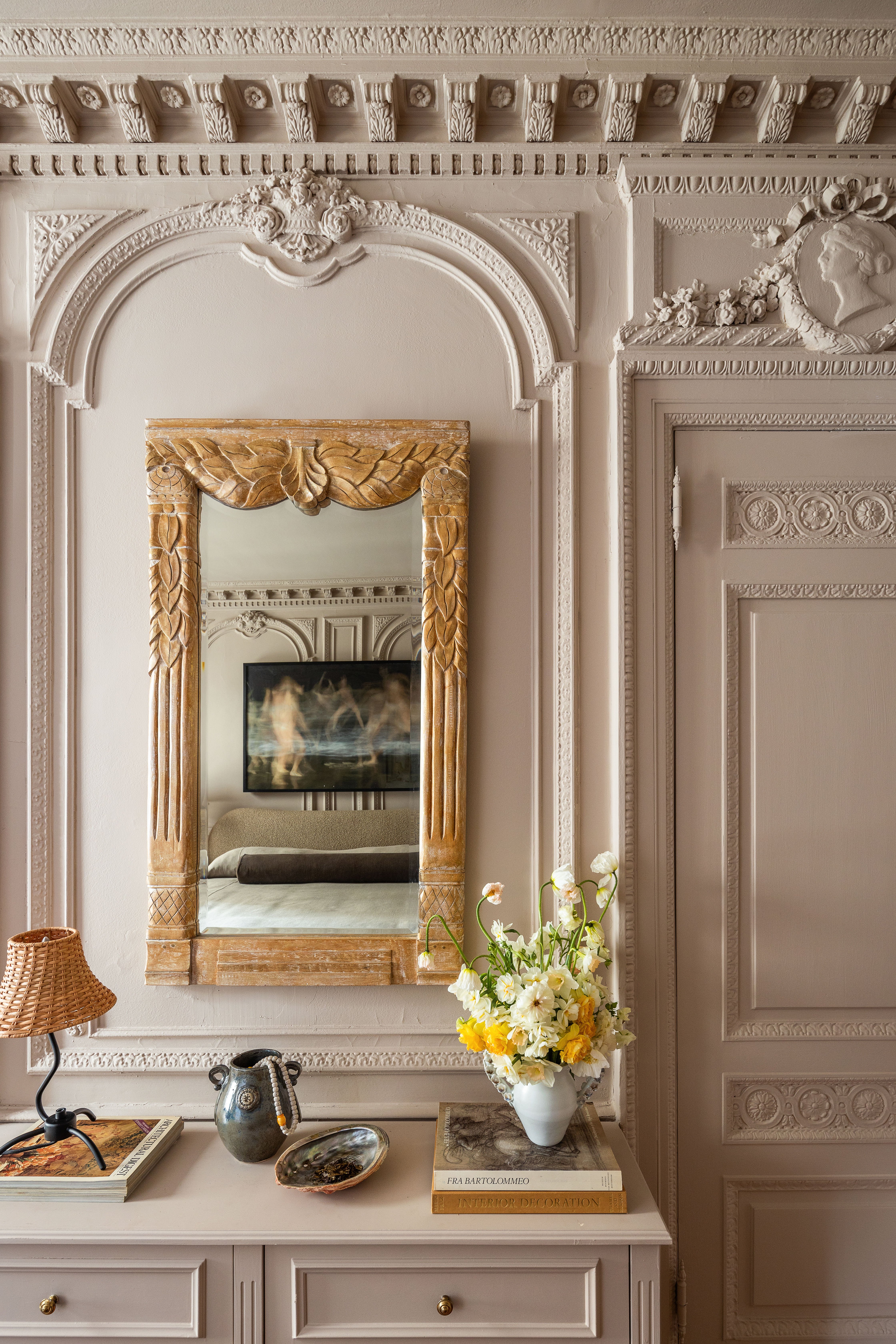 1136 5th Avenue, Unit 6A Manhattan, NY 10128 - Photo 27 of 44 a bathroom with a sink a mirror and a potted plant