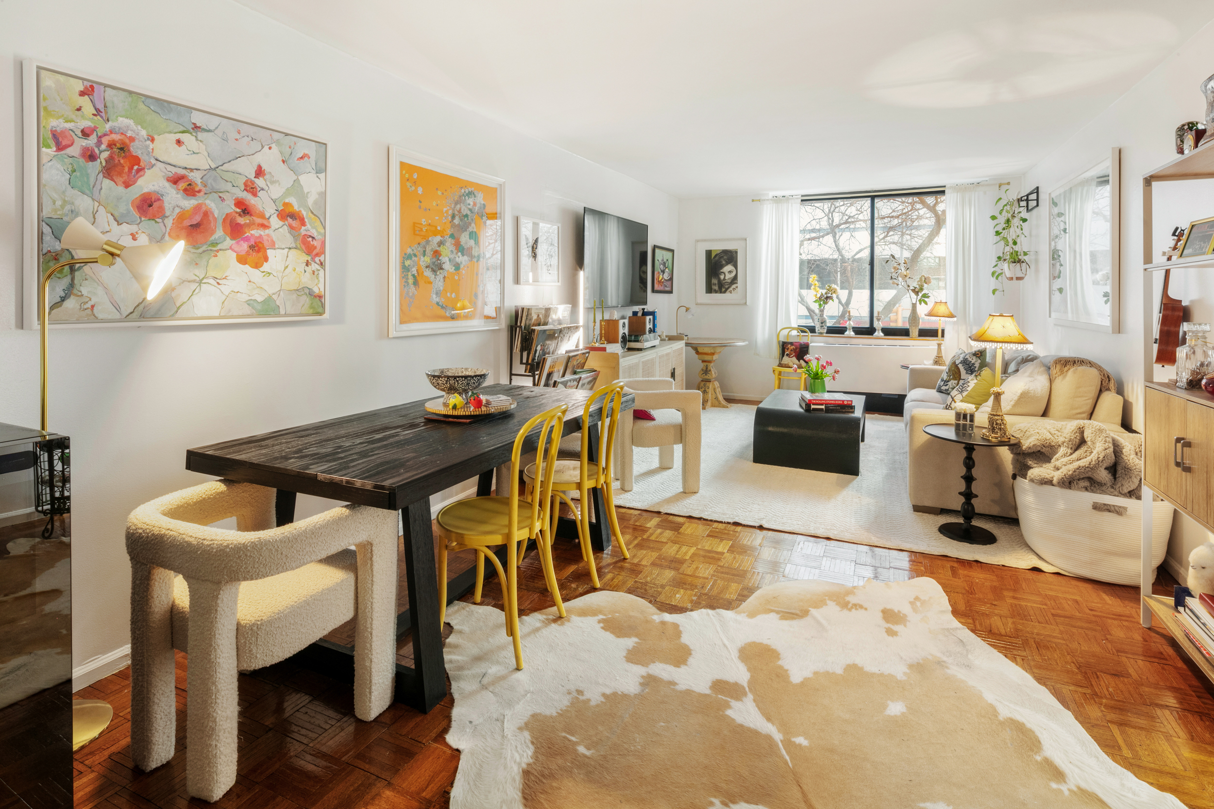 275 Greenwich Street, Unit 2A Manhattan, NY 10007 - Photo 2 of 8 a living room with fireplace furniture and a rug