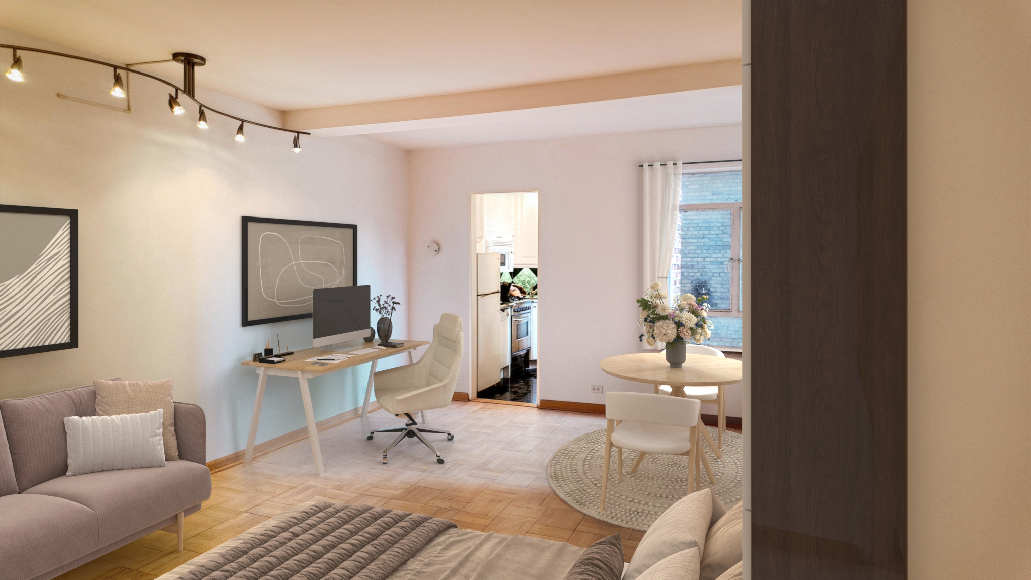 750 Park Avenue, Unit 8D Manhattan, NY 10021 - Photo 1 of 14 a living room with furniture a wooden floor and a chandelier