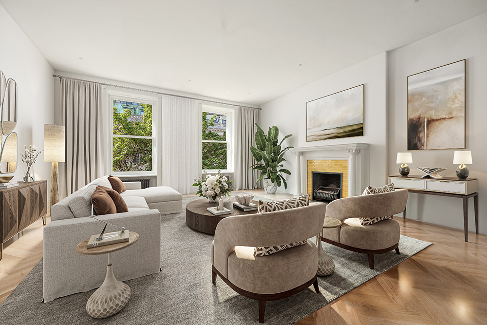 33 West 74th Street, Unit 2 Manhattan, NY 10023 - Photo 5 of 15 a living room with furniture and a fireplace