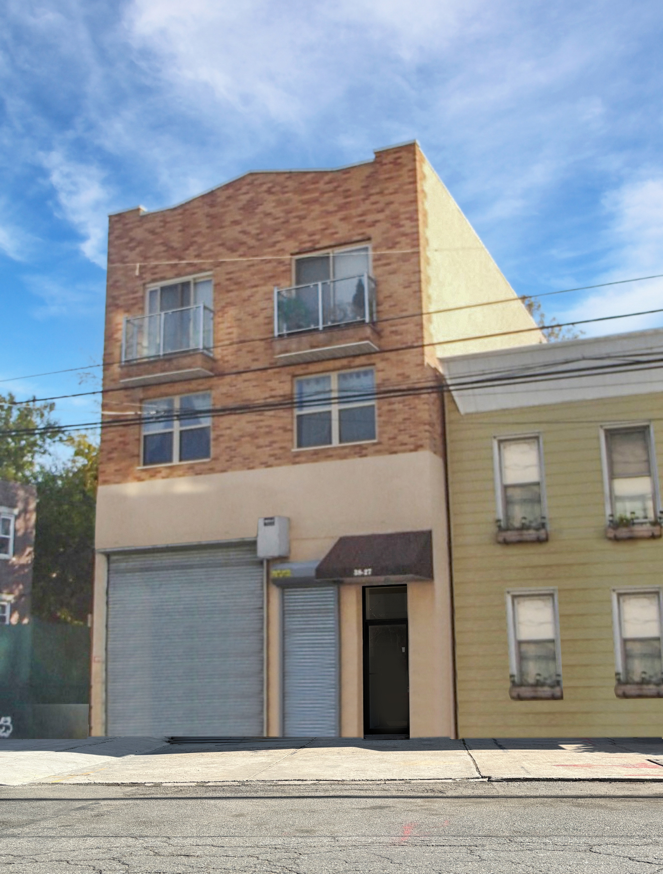 a front view of a building