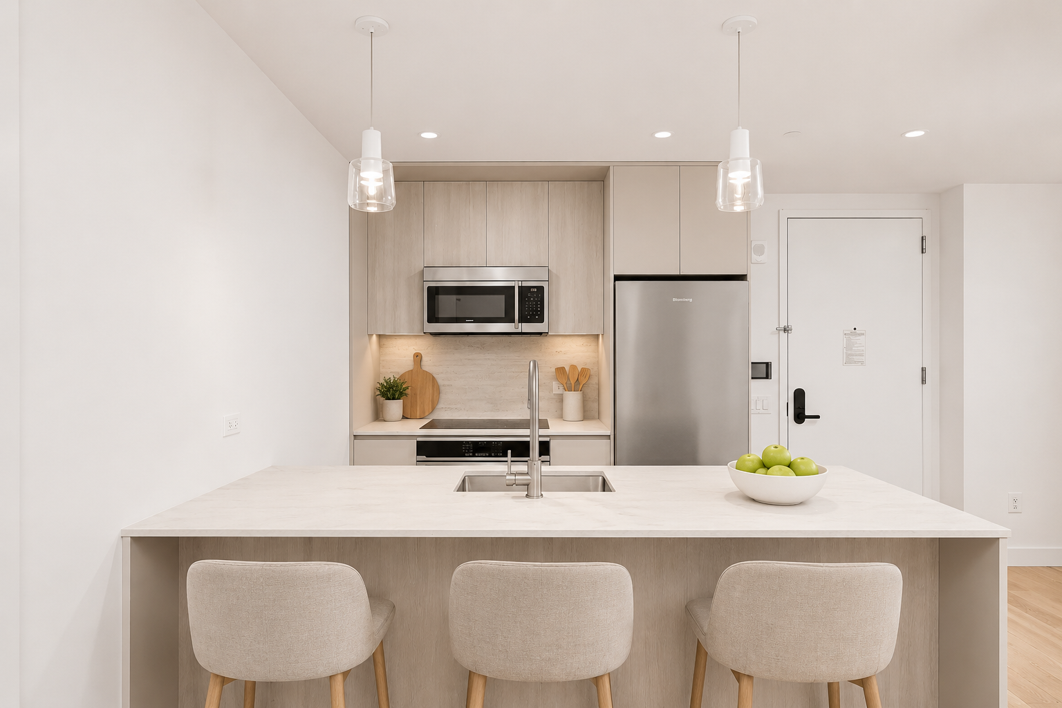 130 2nd Street, Unit 2B Brooklyn, NY 11231 - Photo 4 of 22 a kitchen with a sink chairs and refrigerator