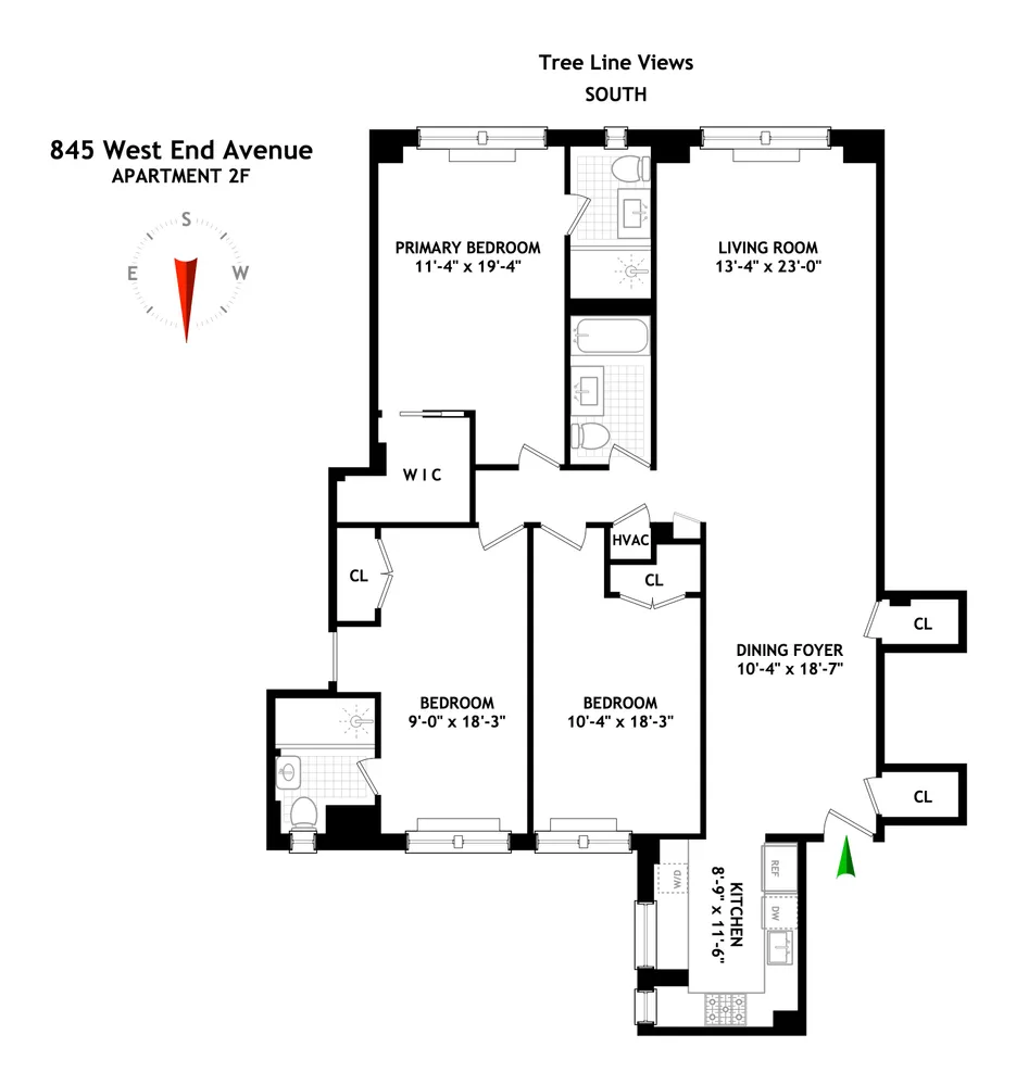 $2,495,000 | 845 West End Avenue, Unit 2F | Upper West Side