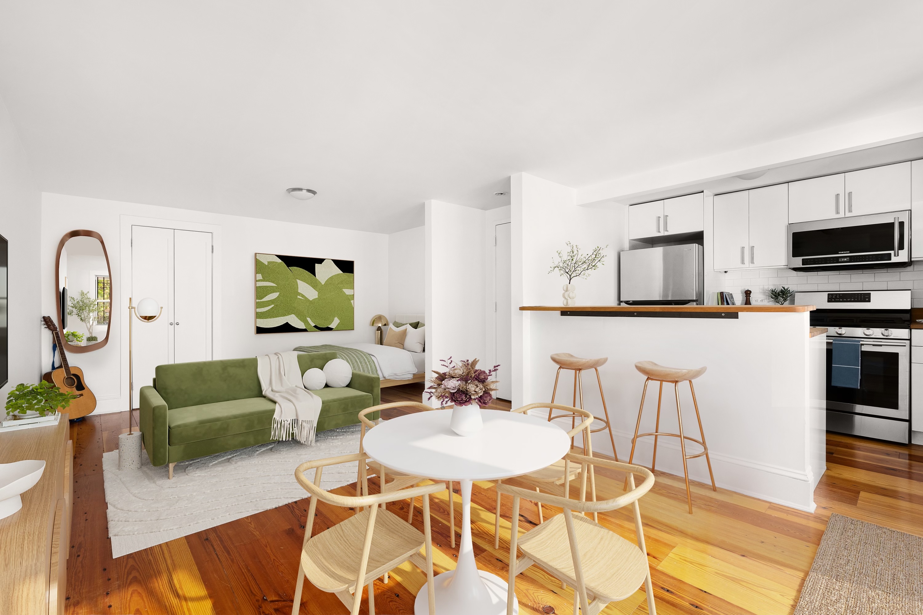 250 Cumberland Street, Unit GARDEN Brooklyn, NY 11205 - Photo 4 of 5 a living room with furniture and a wooden floor