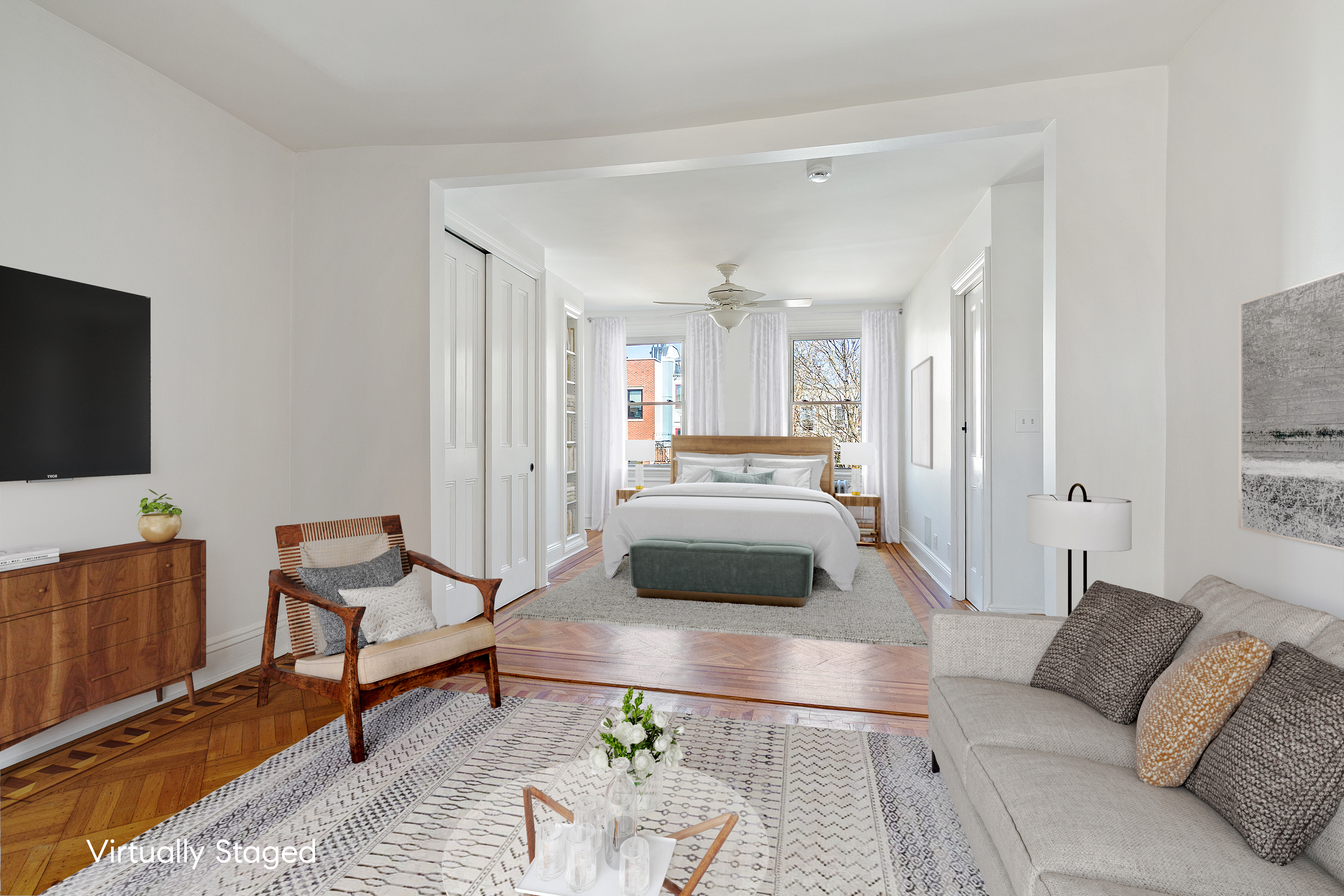 537 18th Street Brooklyn, NY 11215 - Photo 3 of 12 a living room with furniture and a flat screen tv