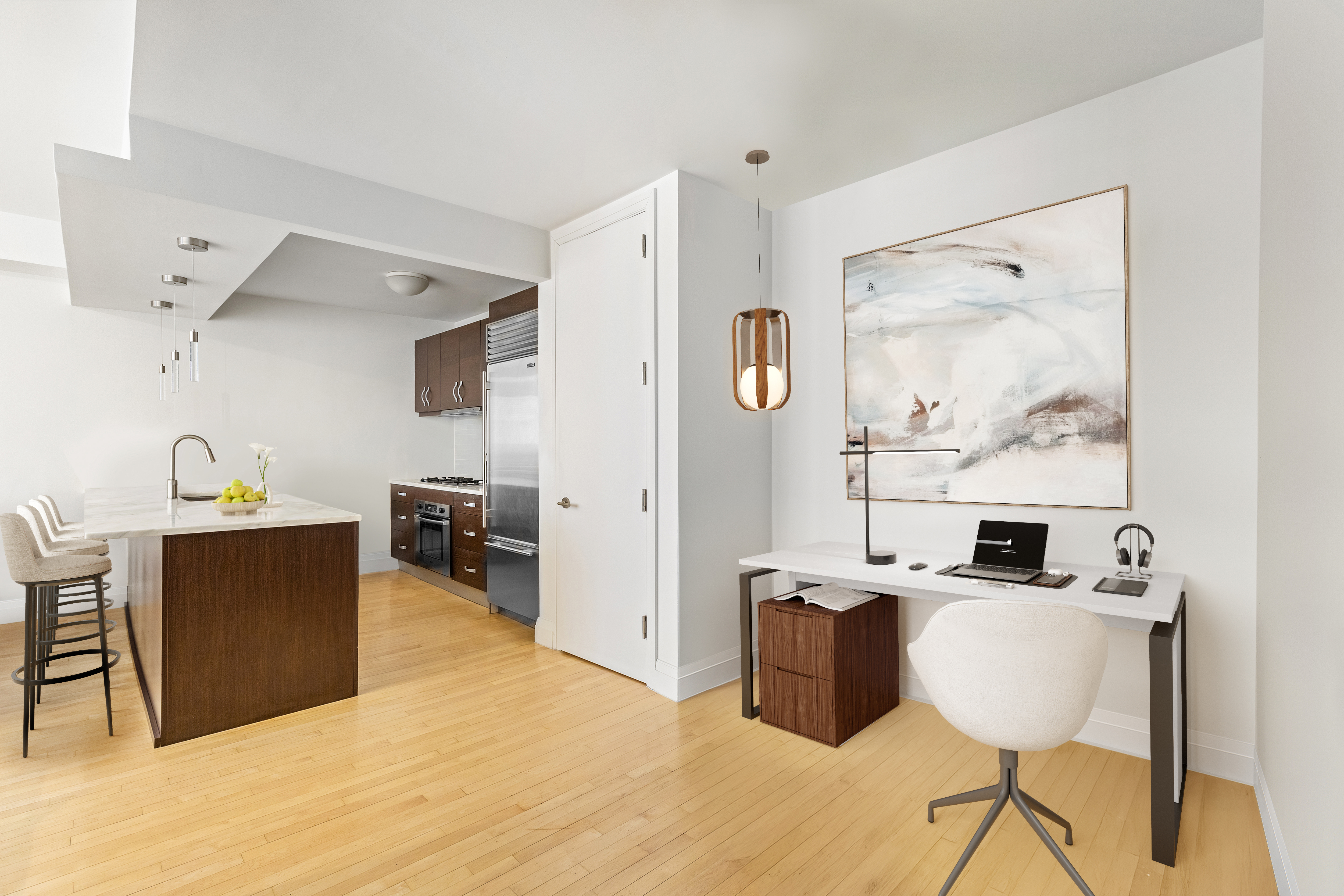212 East 95th Street, Unit 2C Manhattan, NY 10128 - Photo 5 of 11 a living room with furniture and wooden floor