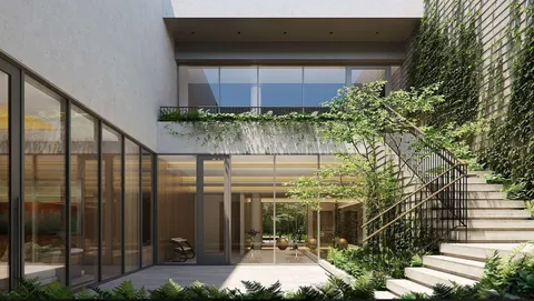 a building view with outdoor space