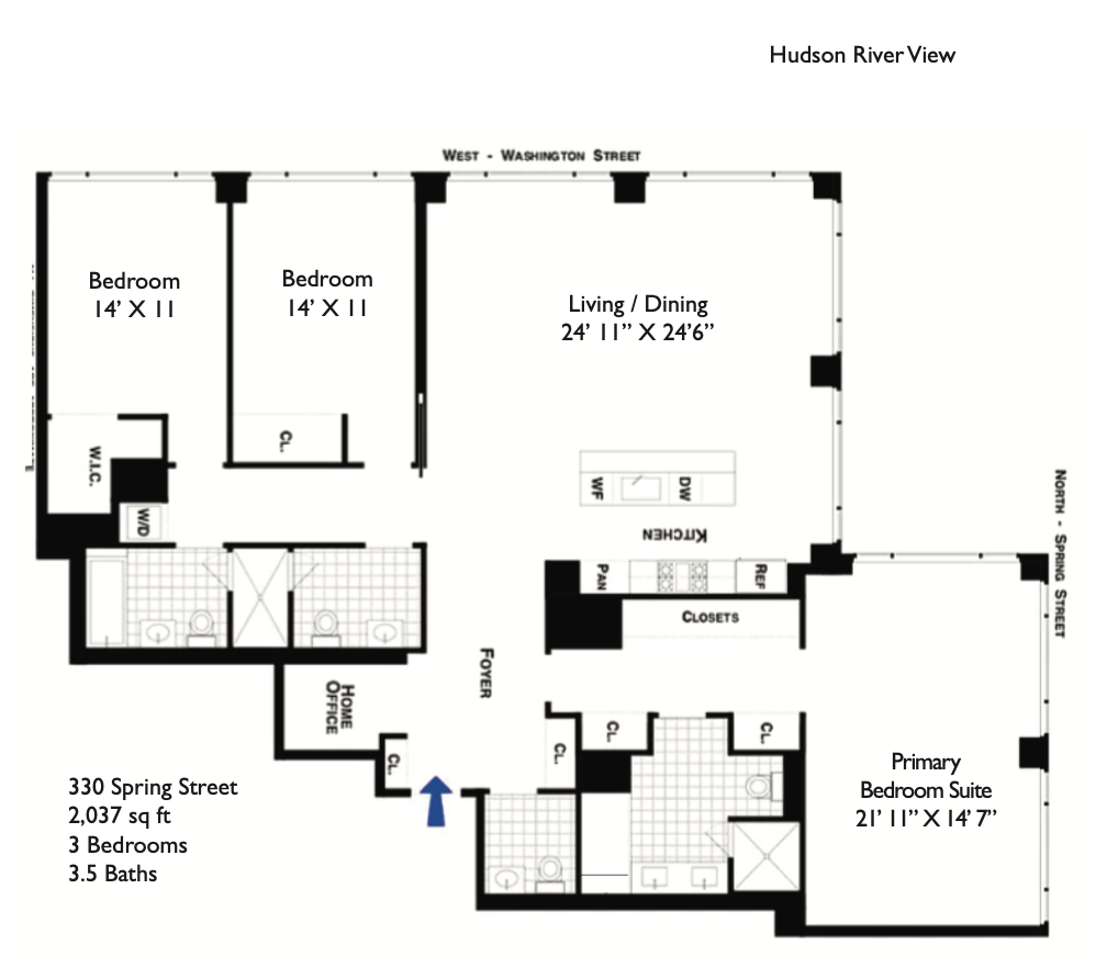 330 Spring Street, Unit 8B Manhattan, NY 10013 - Photo 14 of 14 a picture of a floor plan