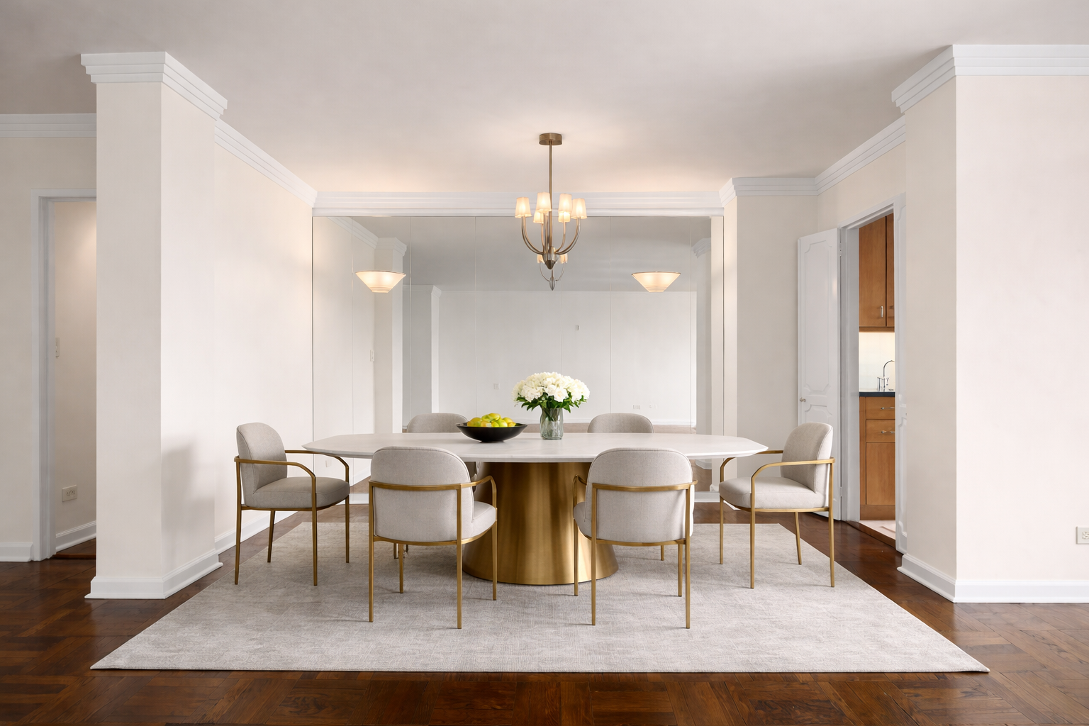 70 East 10th Street, Unit 20C Manhattan, NY 10003 - Photo 9 of 24 a view of a dining room with furniture and chandelier