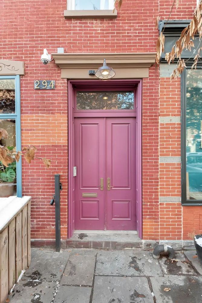 a front view of a building with entryway