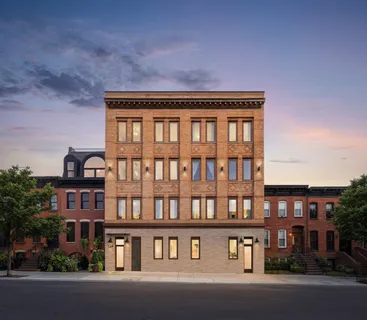a front view of a building