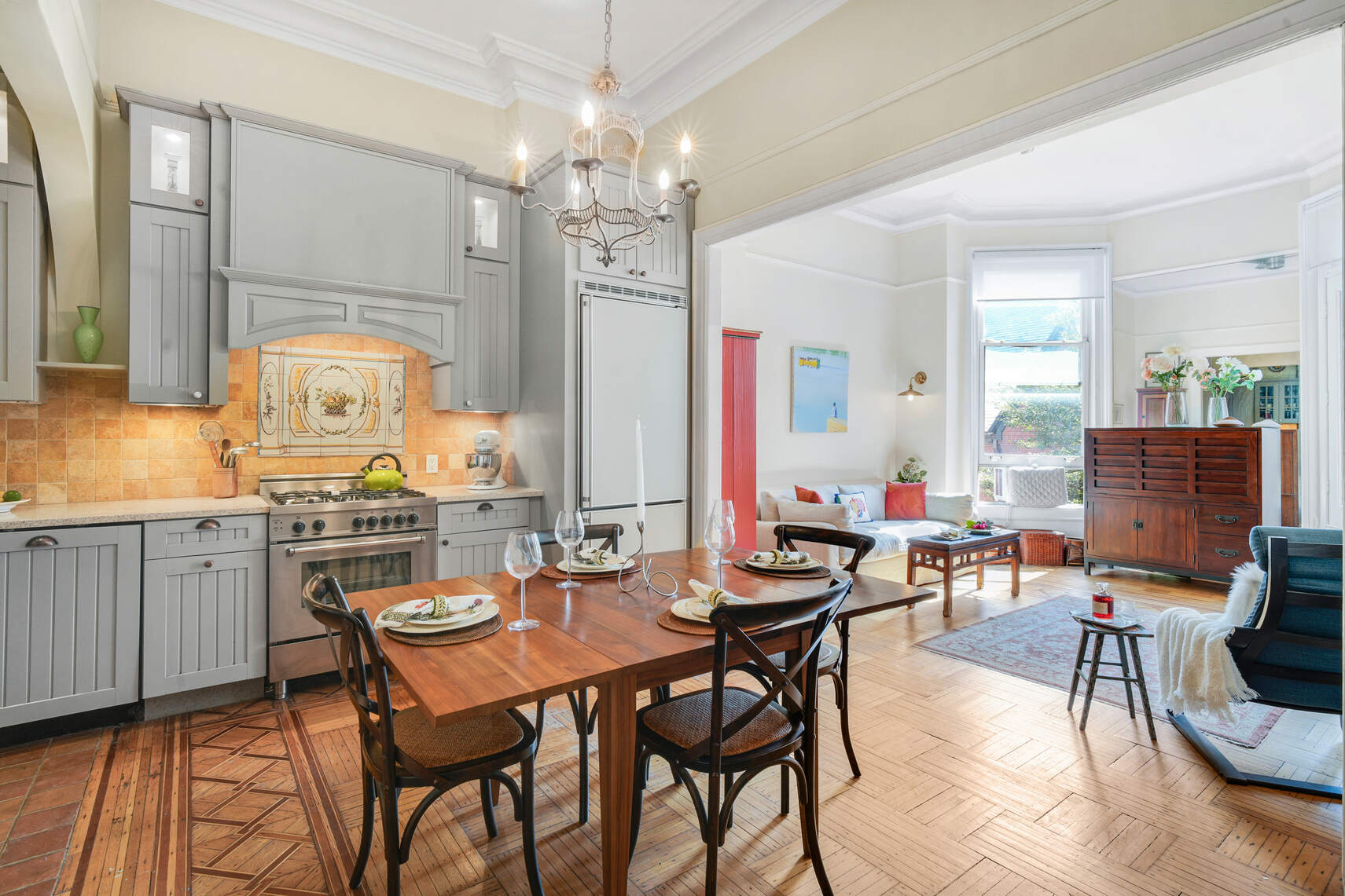 132 Joralemon Street, Unit 3BC Brooklyn, NY 11201 - Photo 3 of 16 a view of a dining room with furniture and chandelier