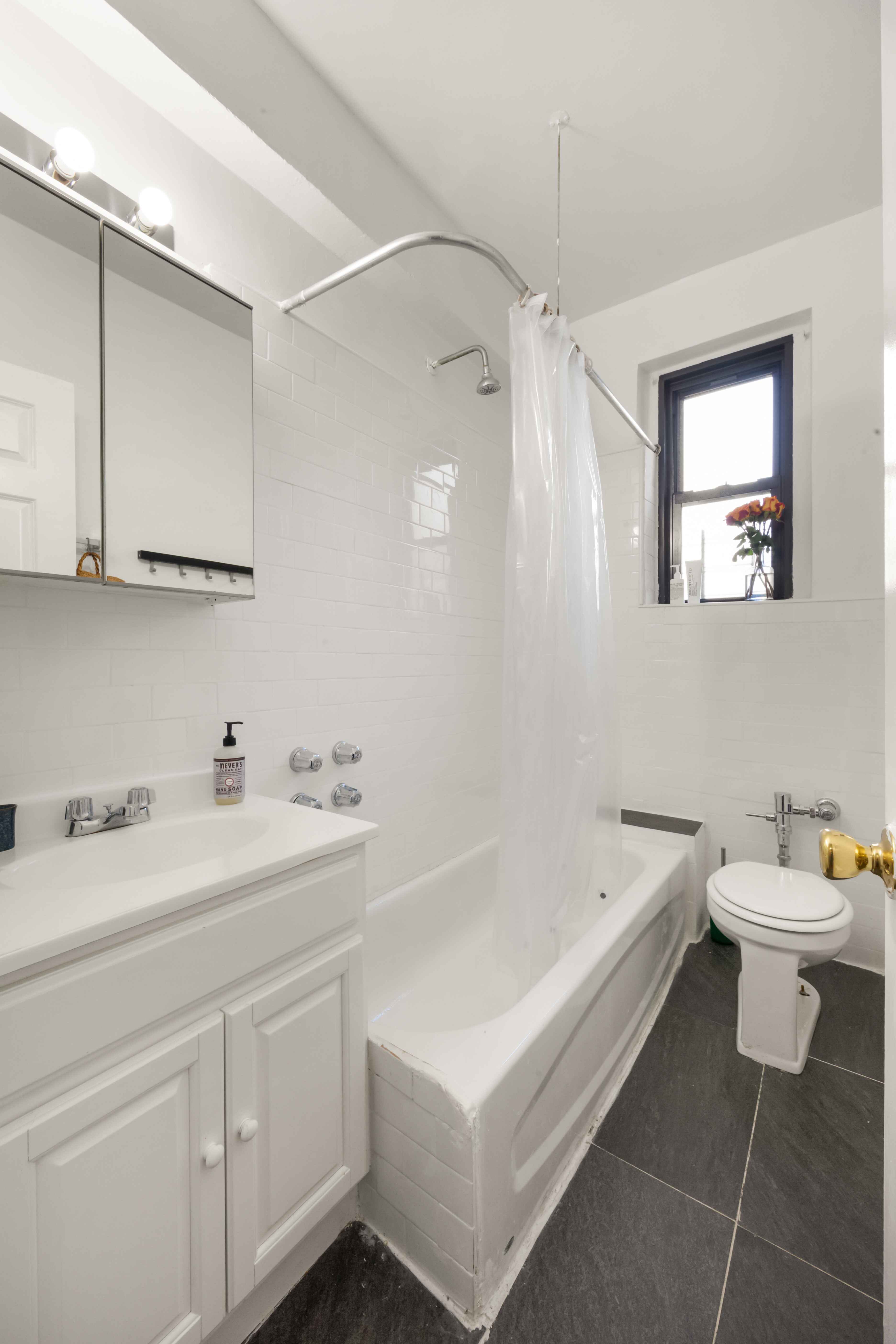 260 Ocean Parkway, Unit 5G Brooklyn, NY 11218 - Photo 9 of 10 a bathroom with a sink a toilet and a mirror