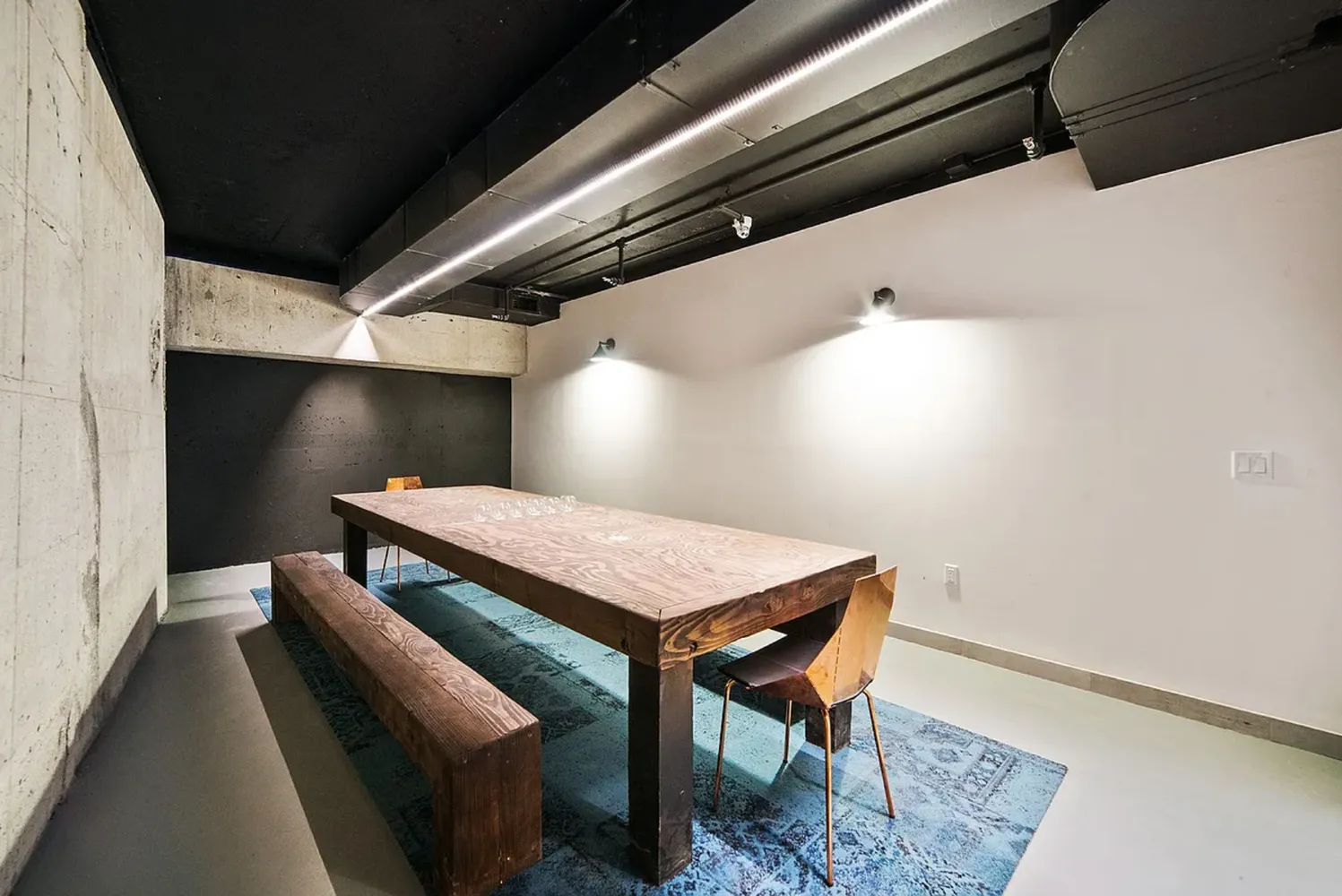 a workspace with furniture