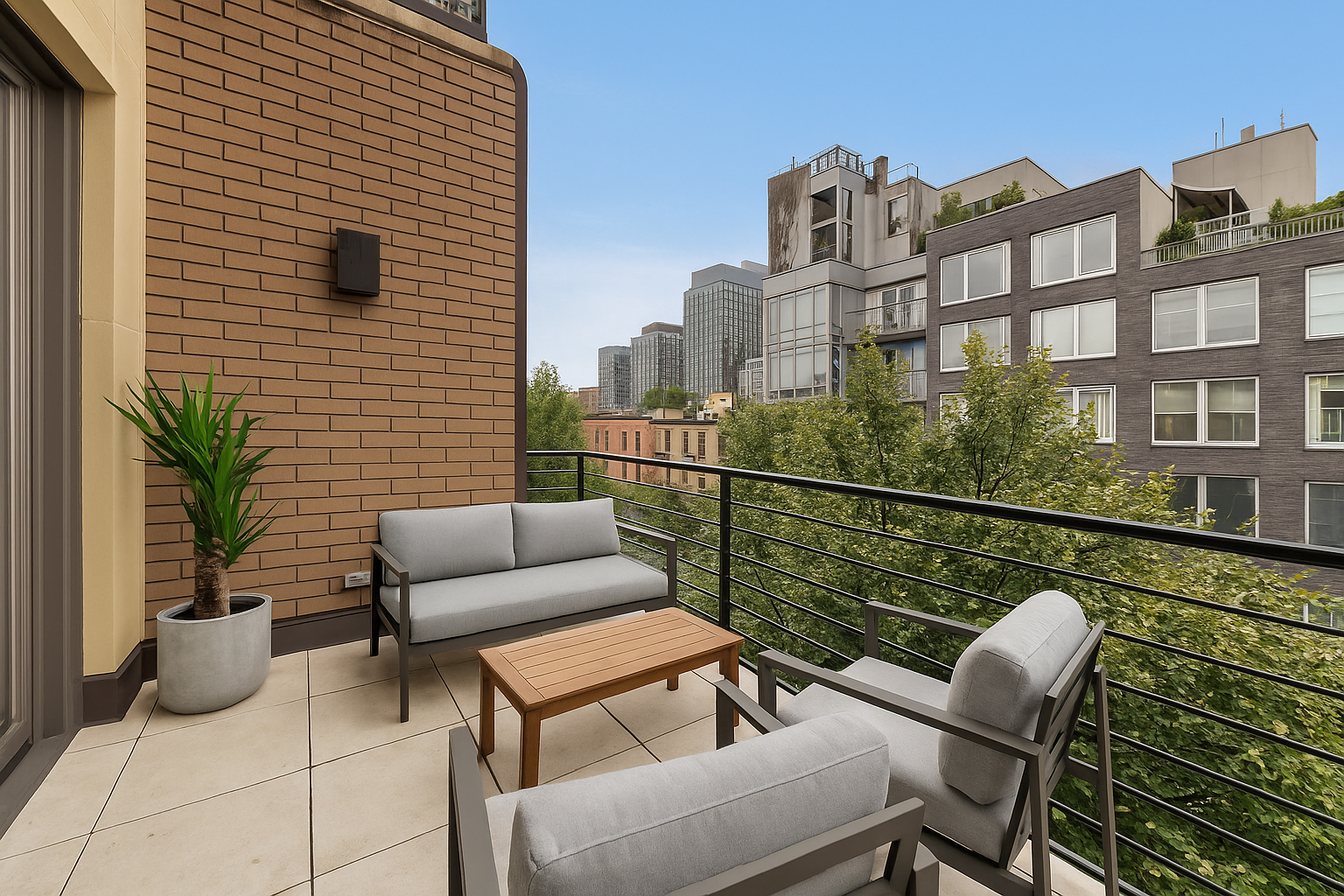 658 Bergen Street, Unit 3E Brooklyn, NY 11238 - Photo 2 of 8 a balcony with table and chairs