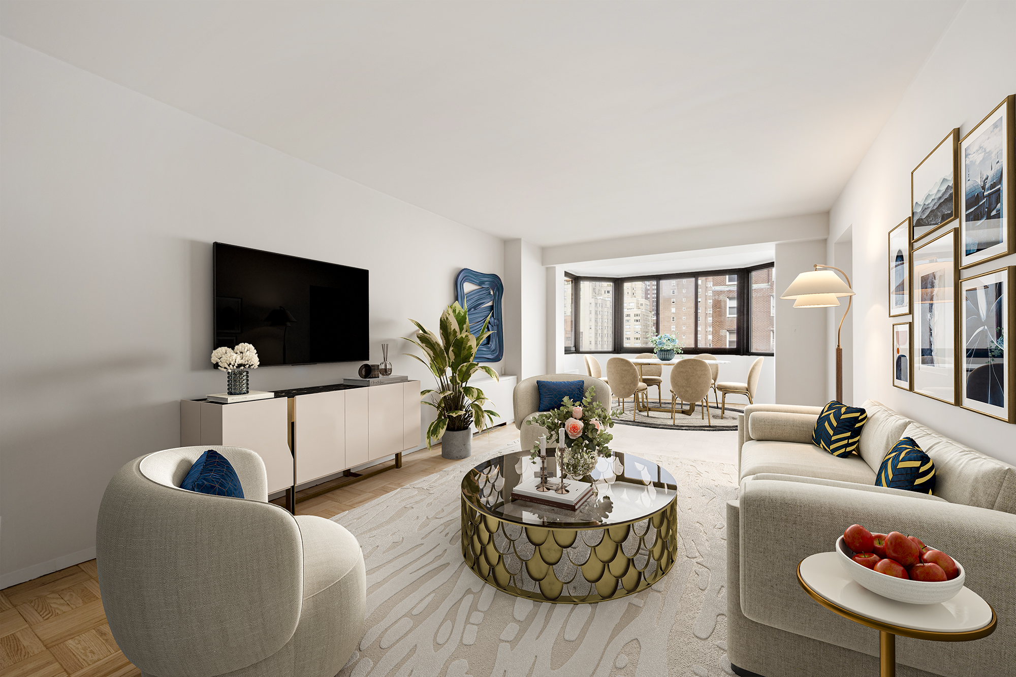 137 East 36th Street, Unit 11D Manhattan, NY 10016 - Photo 2 of 12 a living room with furniture and a flat screen tv