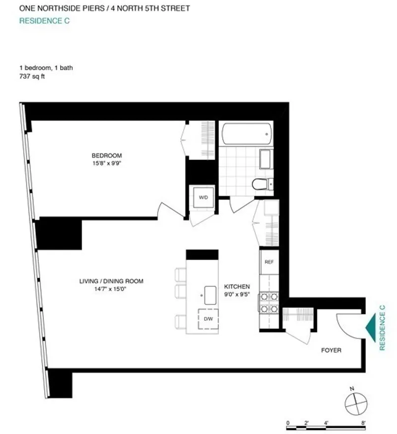 1 Northside Piers, Unit 18C Brooklyn, NY 11249 - Photo 12 of 12 a picture of a black and white photo