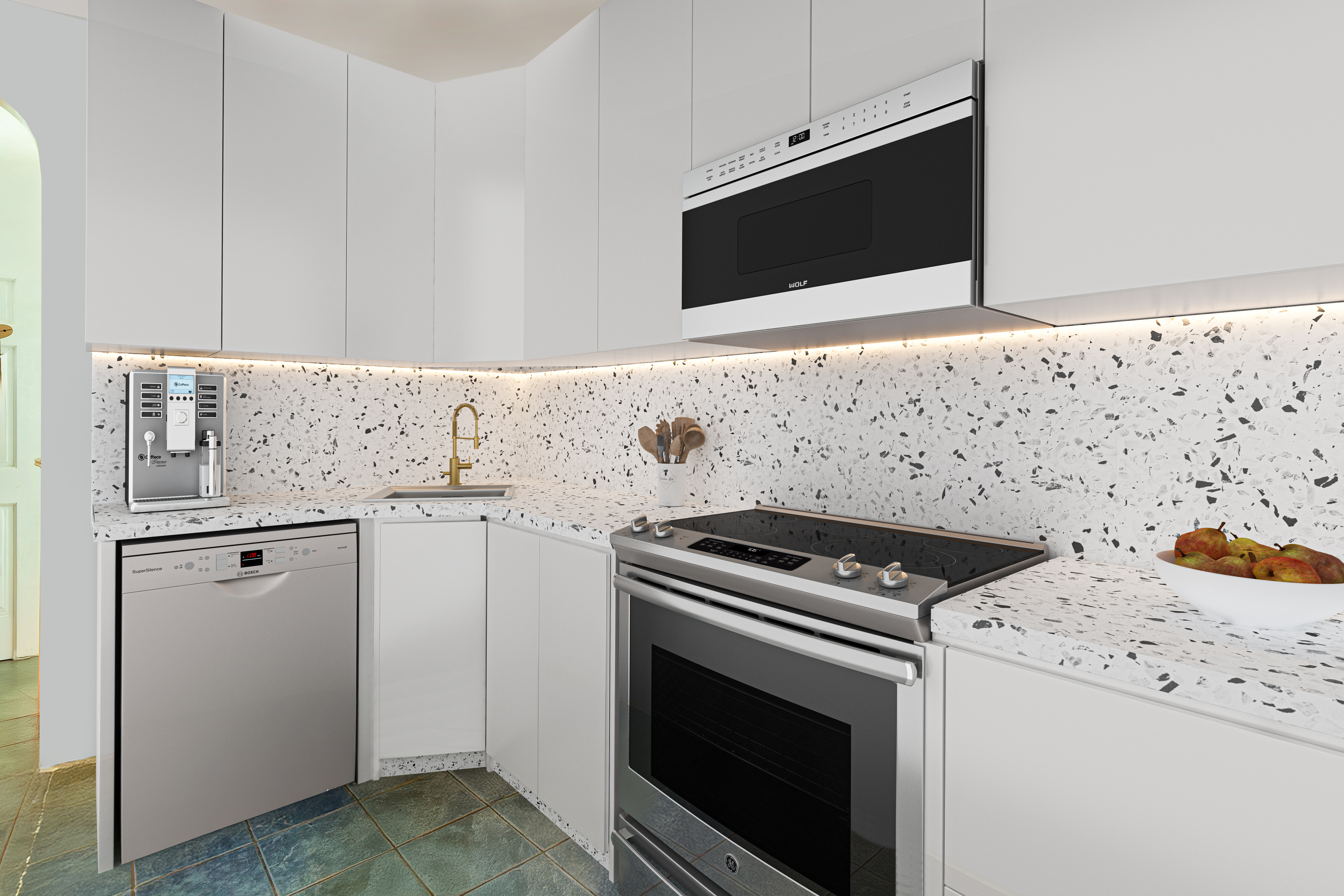 233 Battery Avenue Brooklyn, NY 11209 - Photo 17 of 26 a kitchen with a stove and a microwave