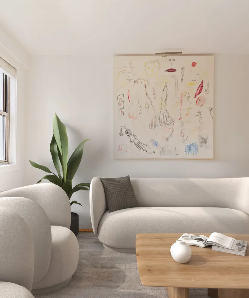 a living room with furniture