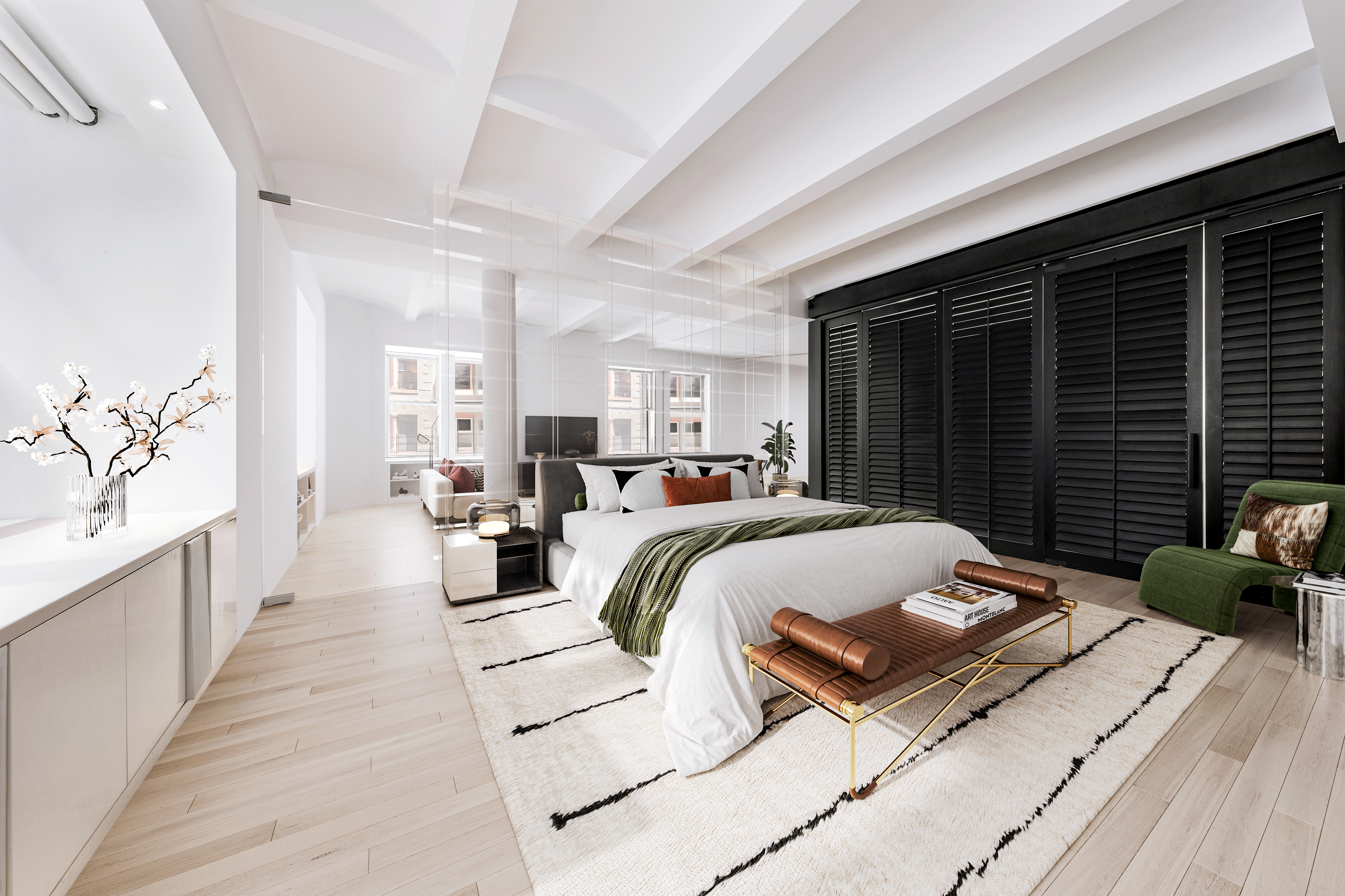 55 Hudson Street, Unit 3BCD Manhattan, NY 10013 - Photo 13 of 21 a bed room with a bed and a couch