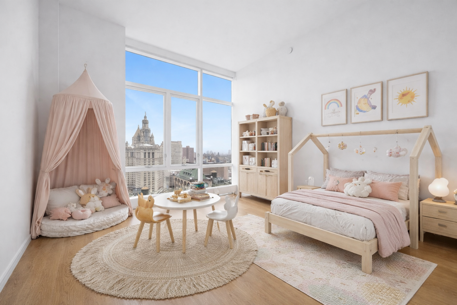 5 Beekman Street, Unit 30A Manhattan, NY 10038 - Photo 2 of 15 a bedroom with a bed a couch and a potted plant