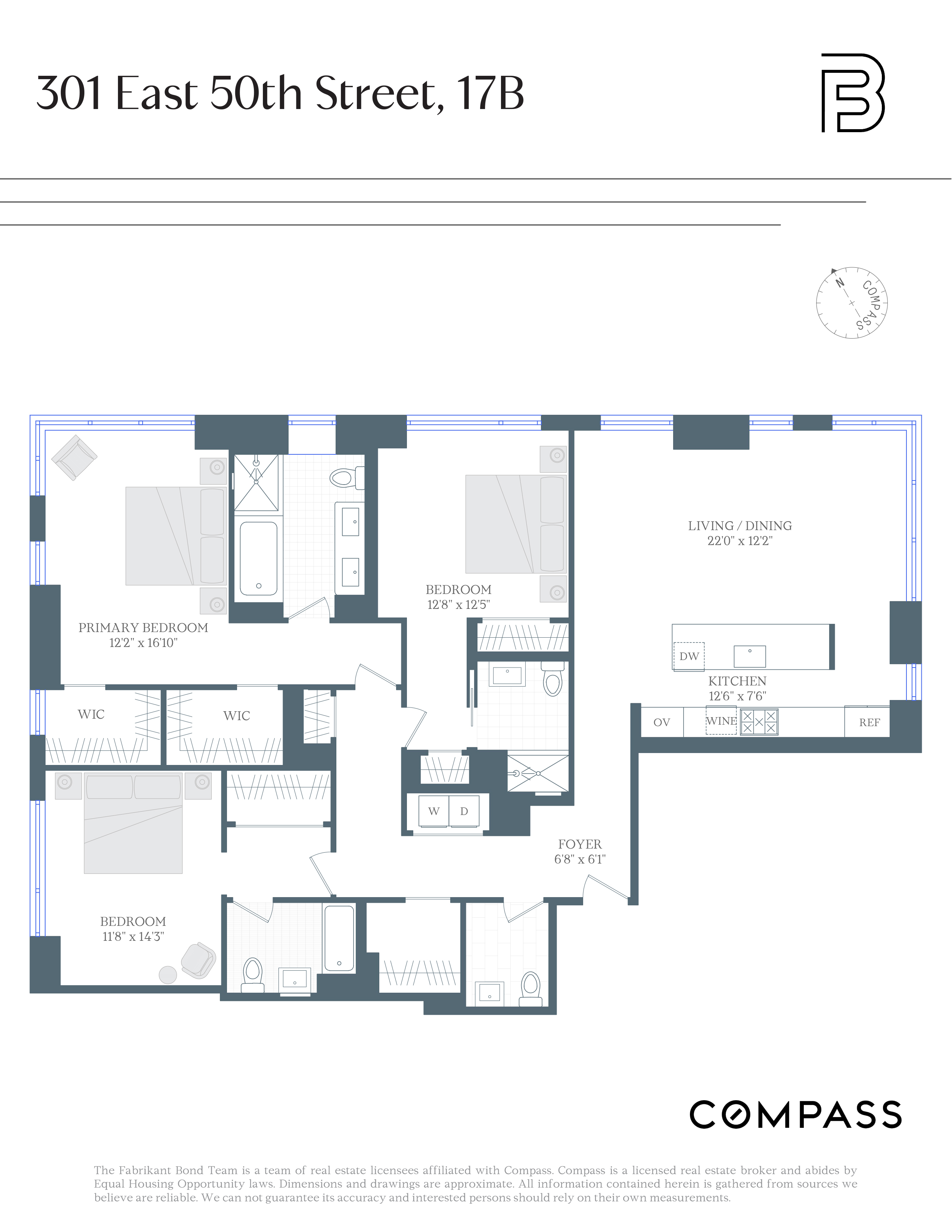 301 East 50th Street, Unit 17B Manhattan, NY 10022 - Photo 12 of 12 a picture of a floor plan