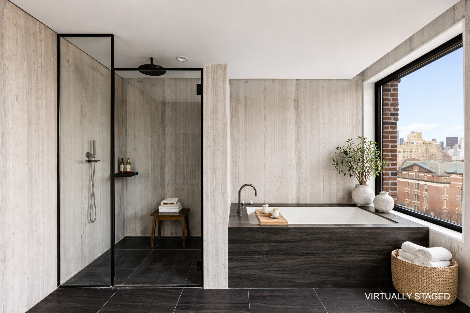 100 Barrow Street, Unit 11A Manhattan, NY 10014 - Photo 13 of 16 a bathroom with a tub and shower