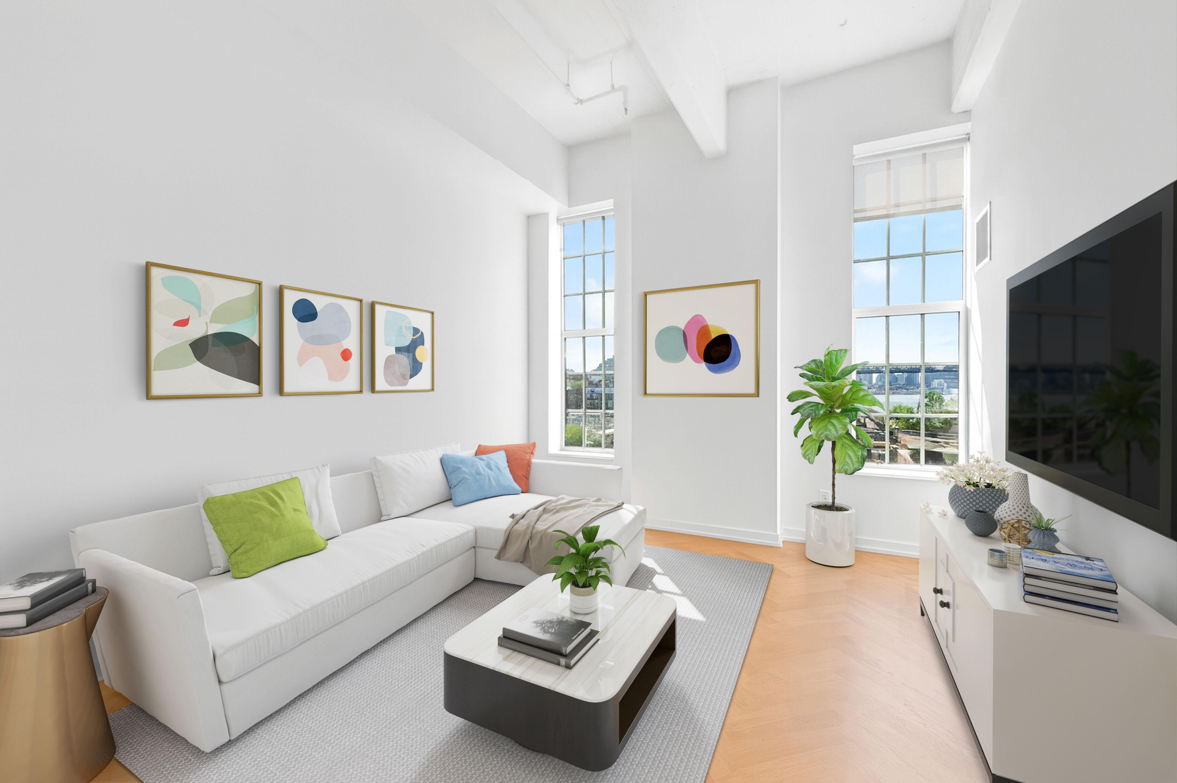 a living room with furniture and a flat screen tv
