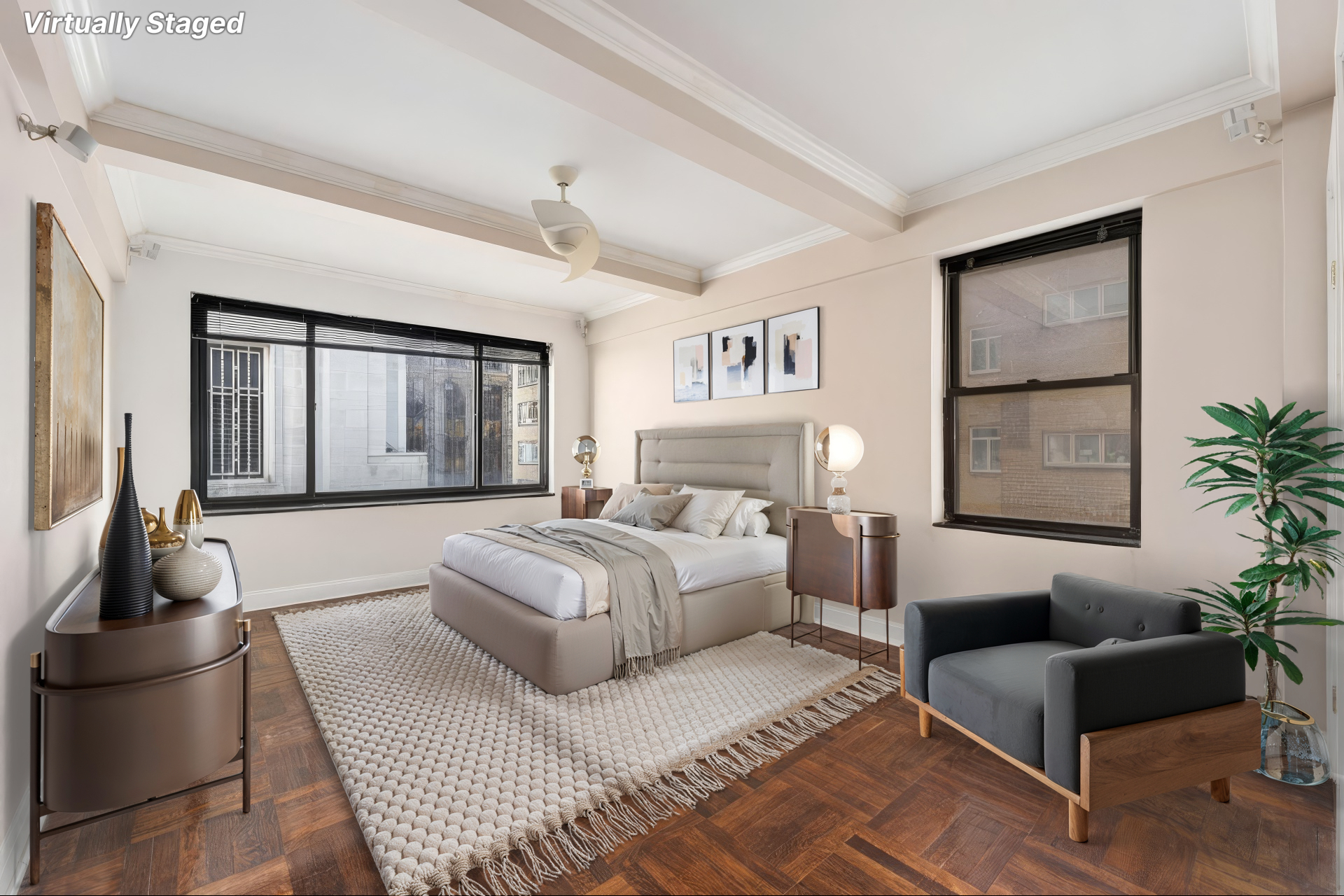 230 Central Park South, Unit 8F Manhattan, NY 10019 - Photo 3 of 7 a bedroom with a large bed and a window