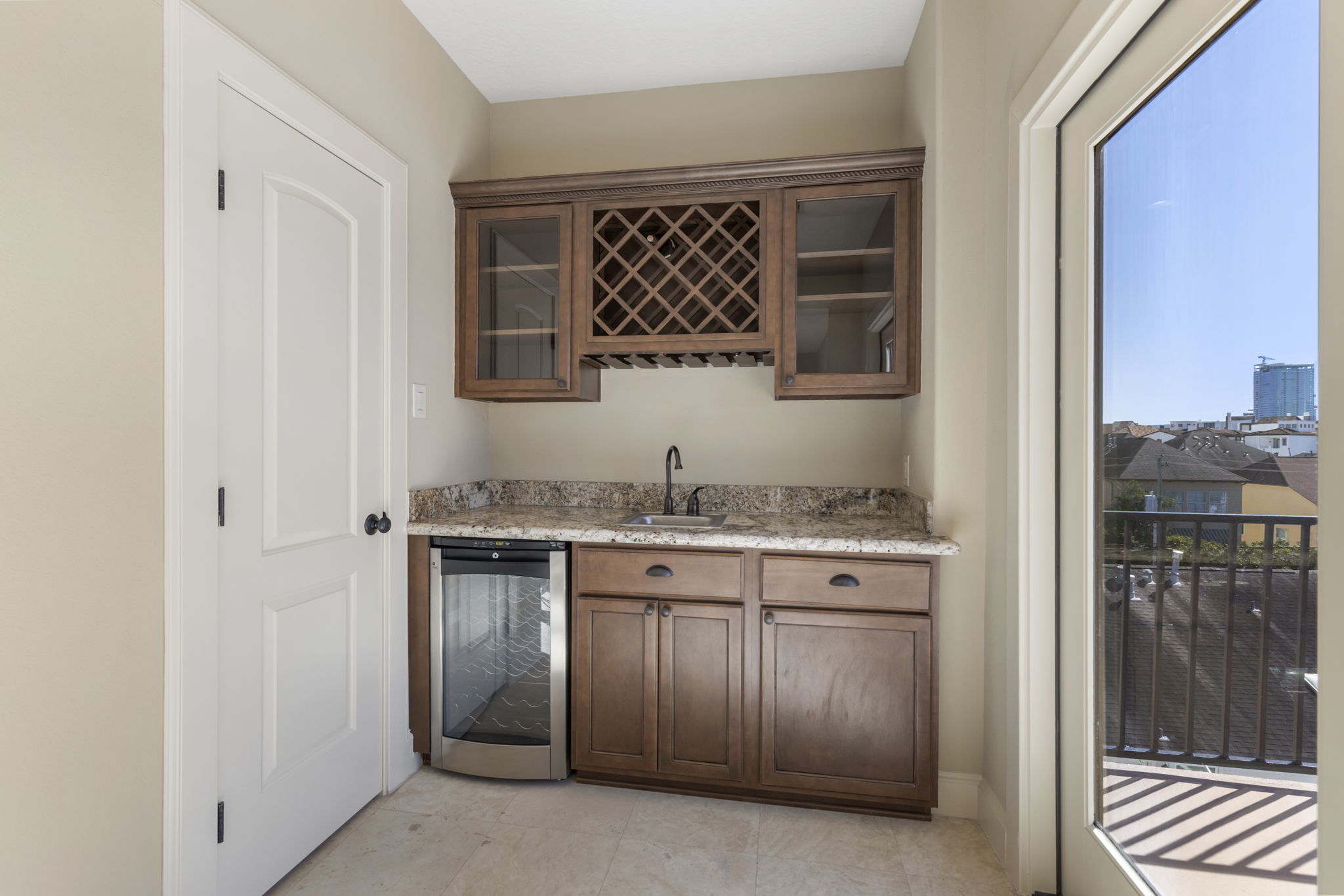 5407 Feagan Street Houston, TX 77007 - Photo 37 of 43 a bathroom with a granite countertop sink and a mirror