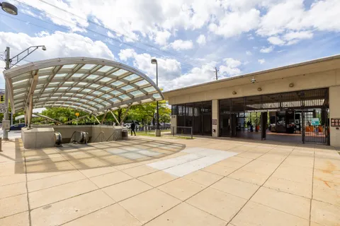 a view of a building with entryway