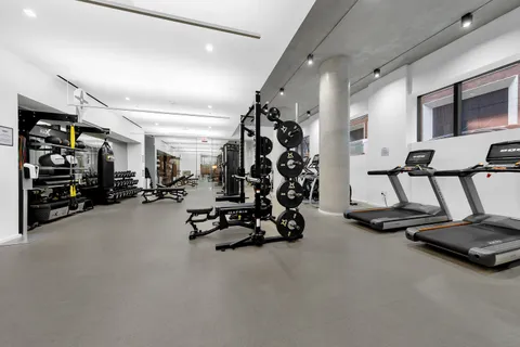 a view of a room with gym equipment
