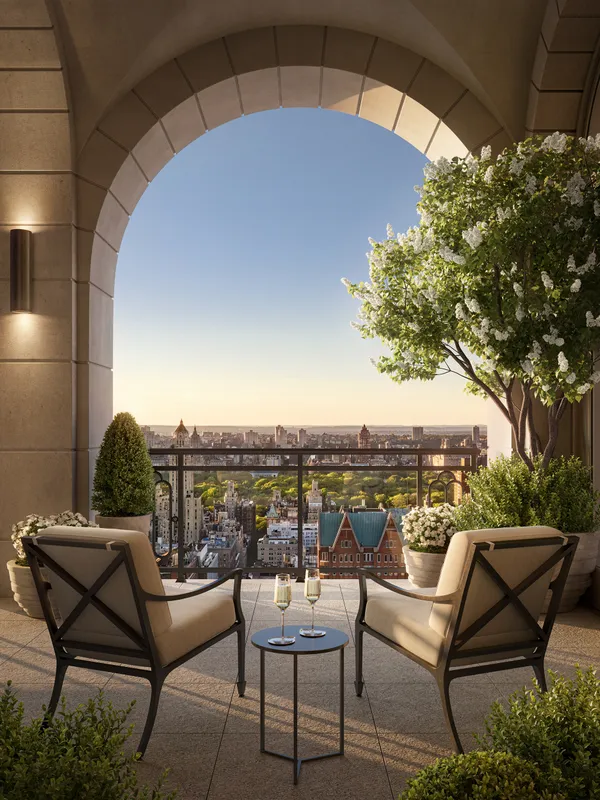 a view of a terrace with furniture