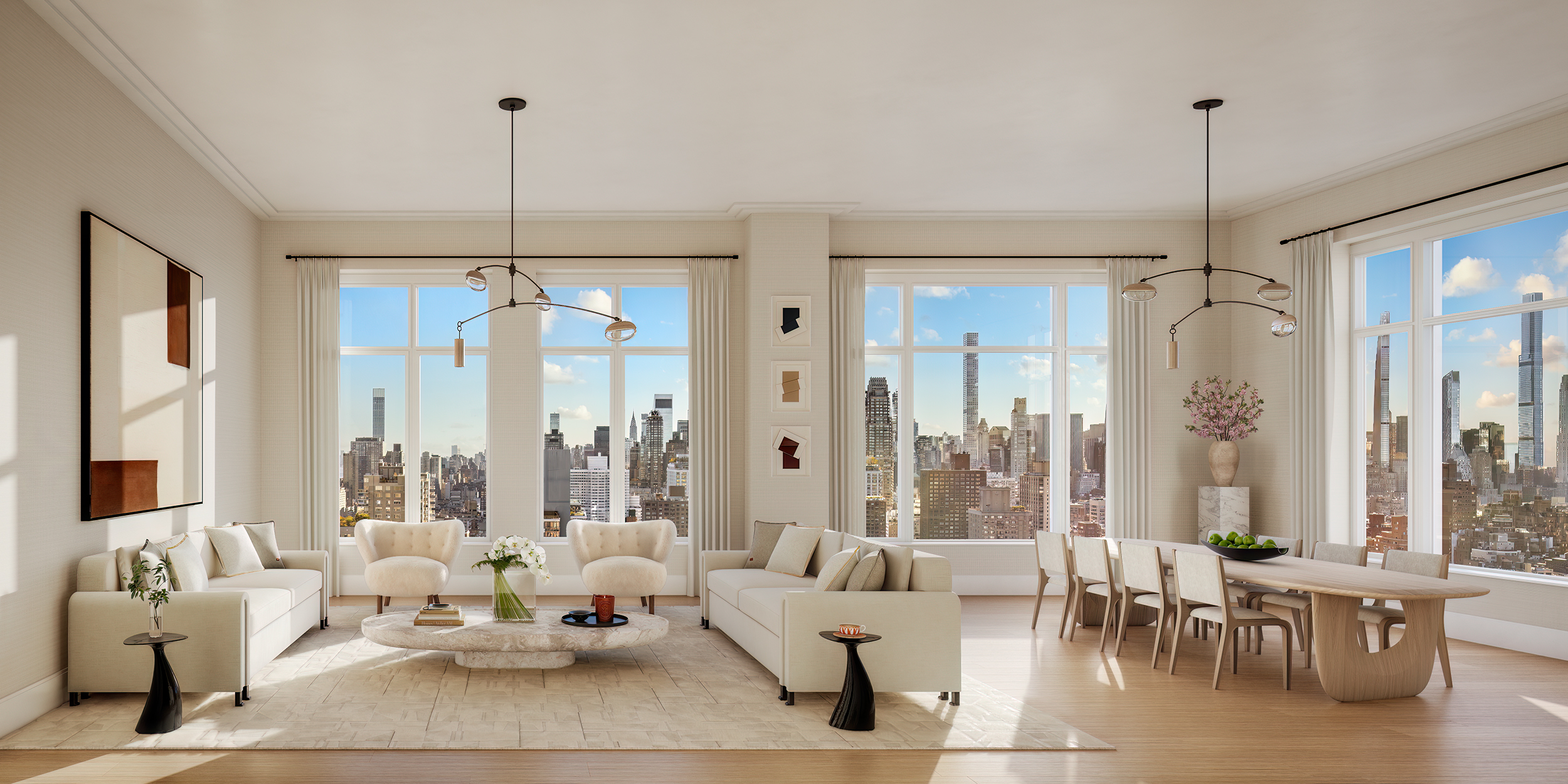 255 East 77th Street, Unit 12B Manhattan, NY 10075 - Photo 2 of 25 a living room with furniture and a chandelier