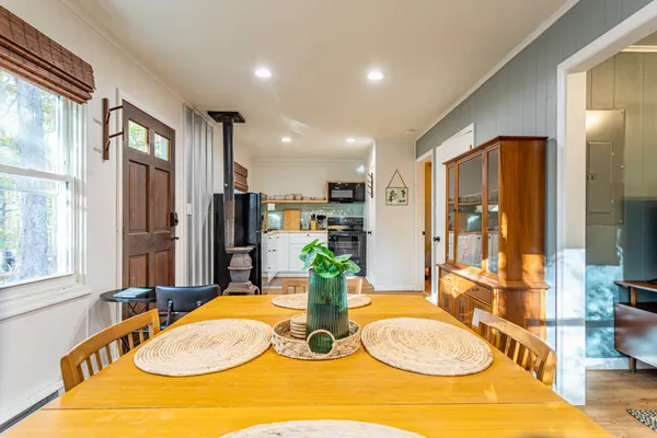 a living room with a couch and a window