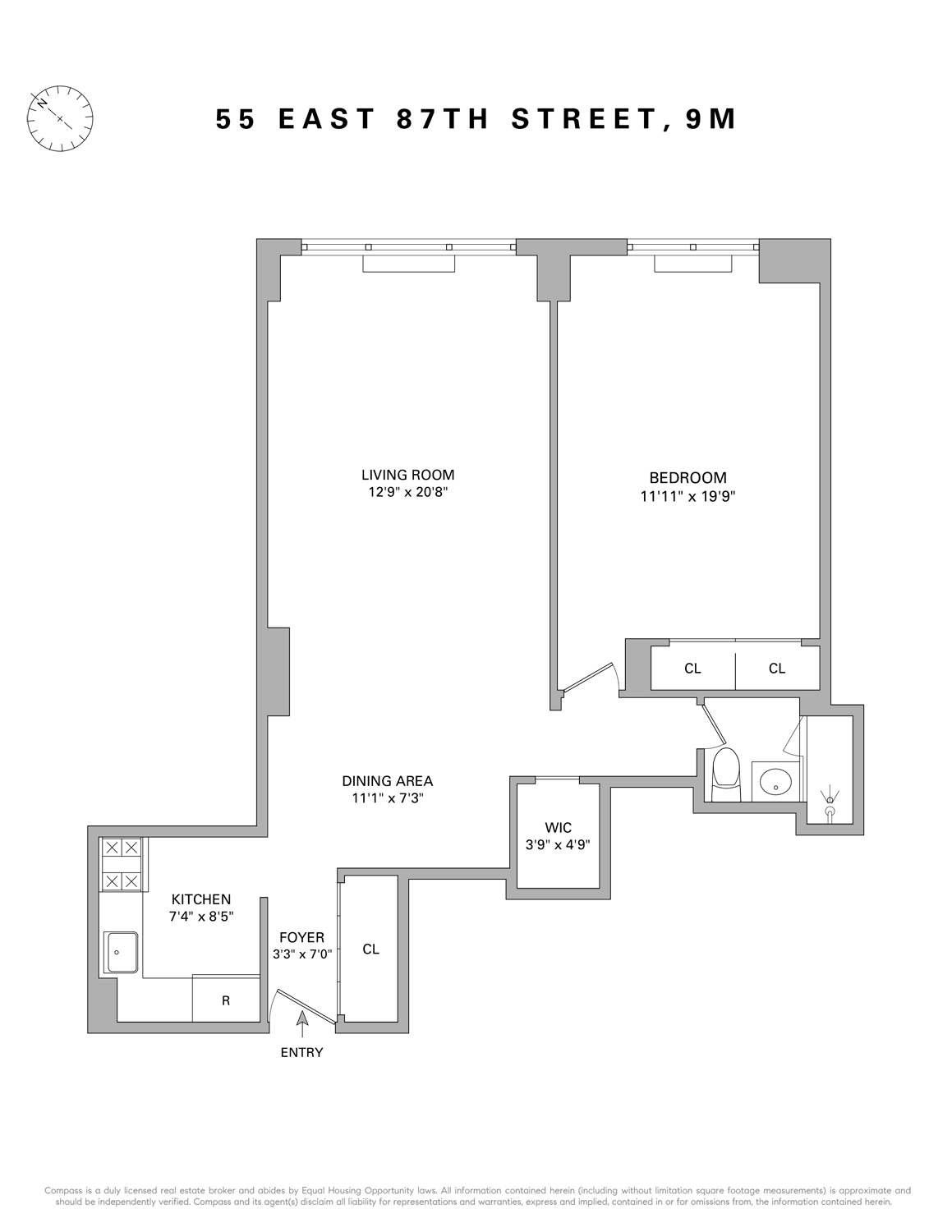 55 East 87th Street, Unit 9M Manhattan, NY 10128 - Photo 11 of 11 a picture of a floor plan