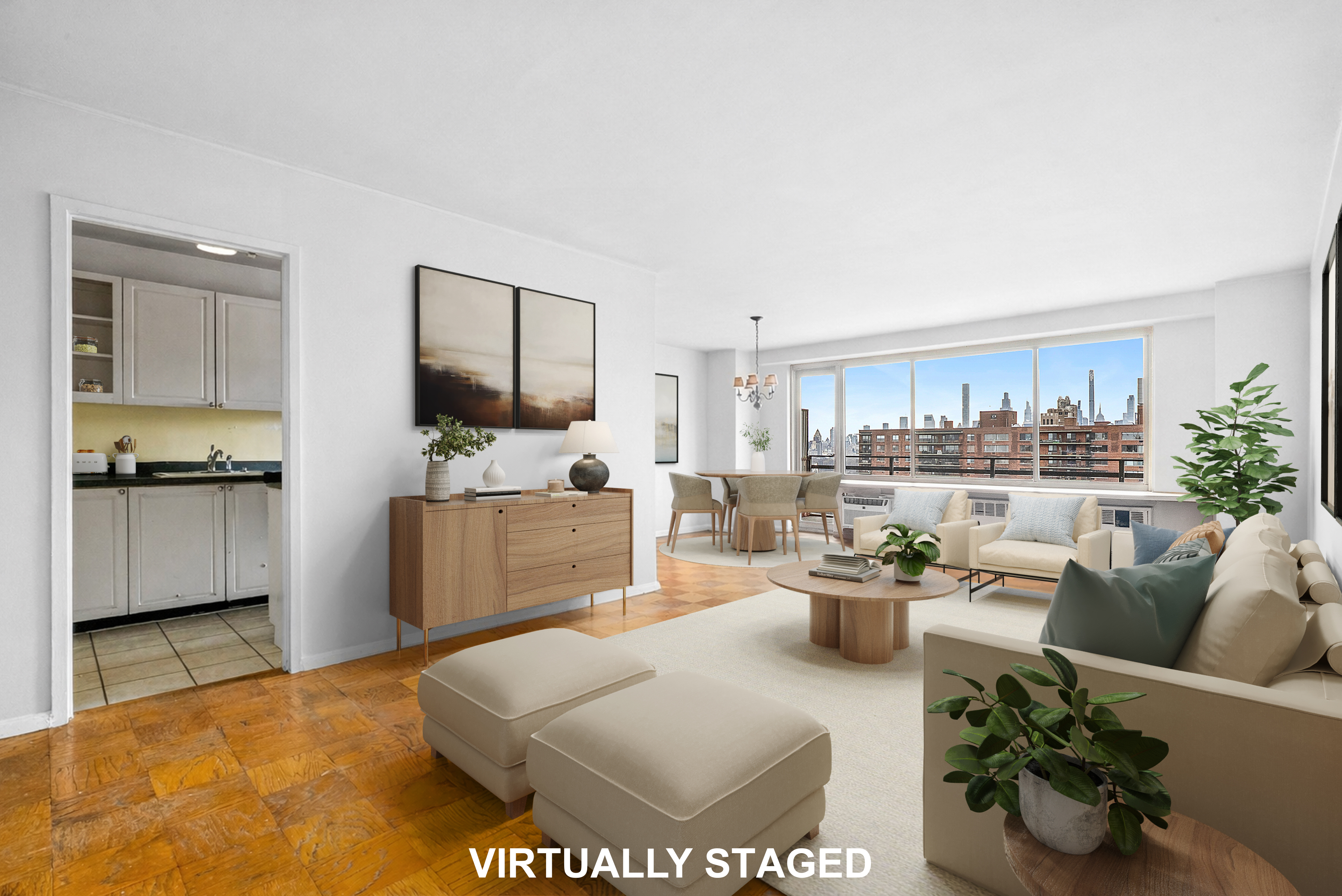 400 Central Park West, Unit 20B Manhattan, NY 10025 - Photo 1 of 11 a living room with furniture and a flat screen tv